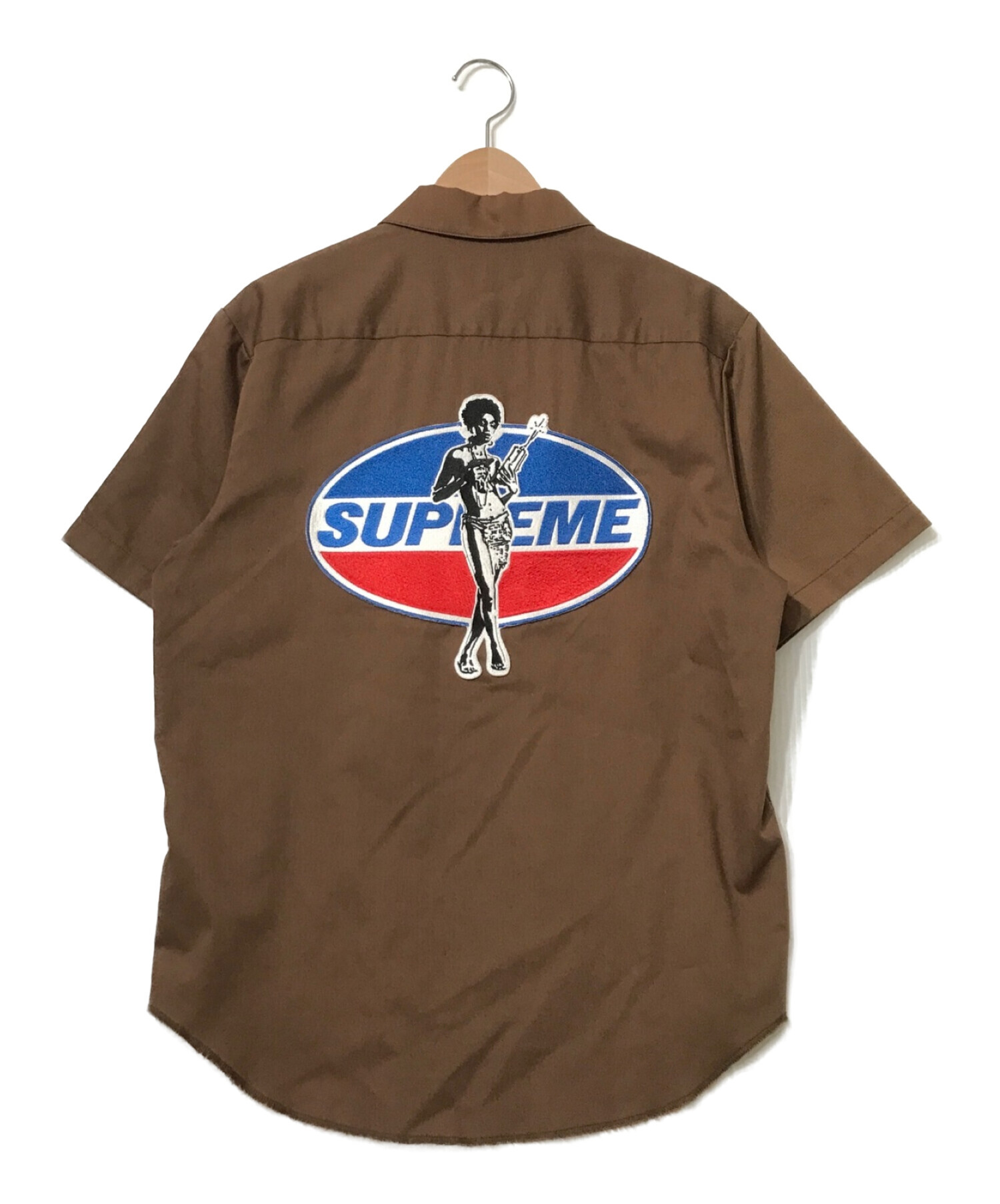 Supreme×HYSTERIC GLAMOUR (シュプリーム×ヒステリックグラマー) ワッペン刺繍ワークシャツ ブラウン サイズ:S