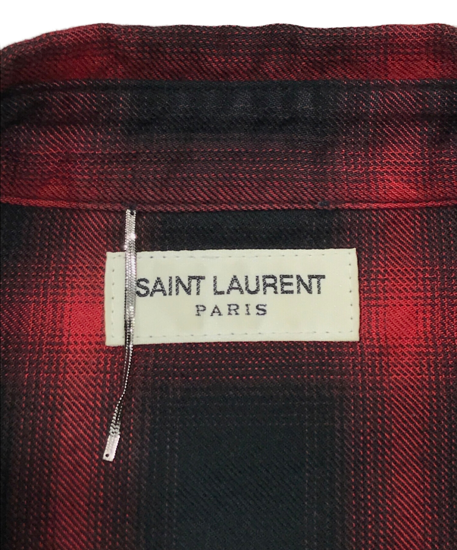 Saint Laurent Paris (サンローランパリ) ウエスタンチェックシャツ ブラック×レッド サイズ:M