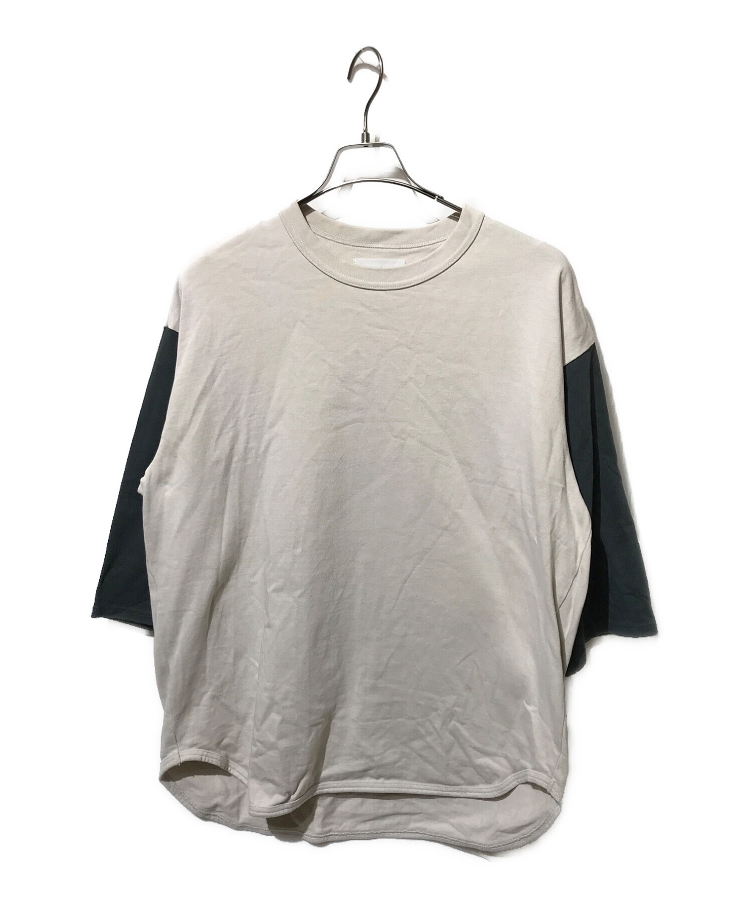 MARKA (マーカ) ベースボールTシャツ ベージュ×グレー サイズ:2