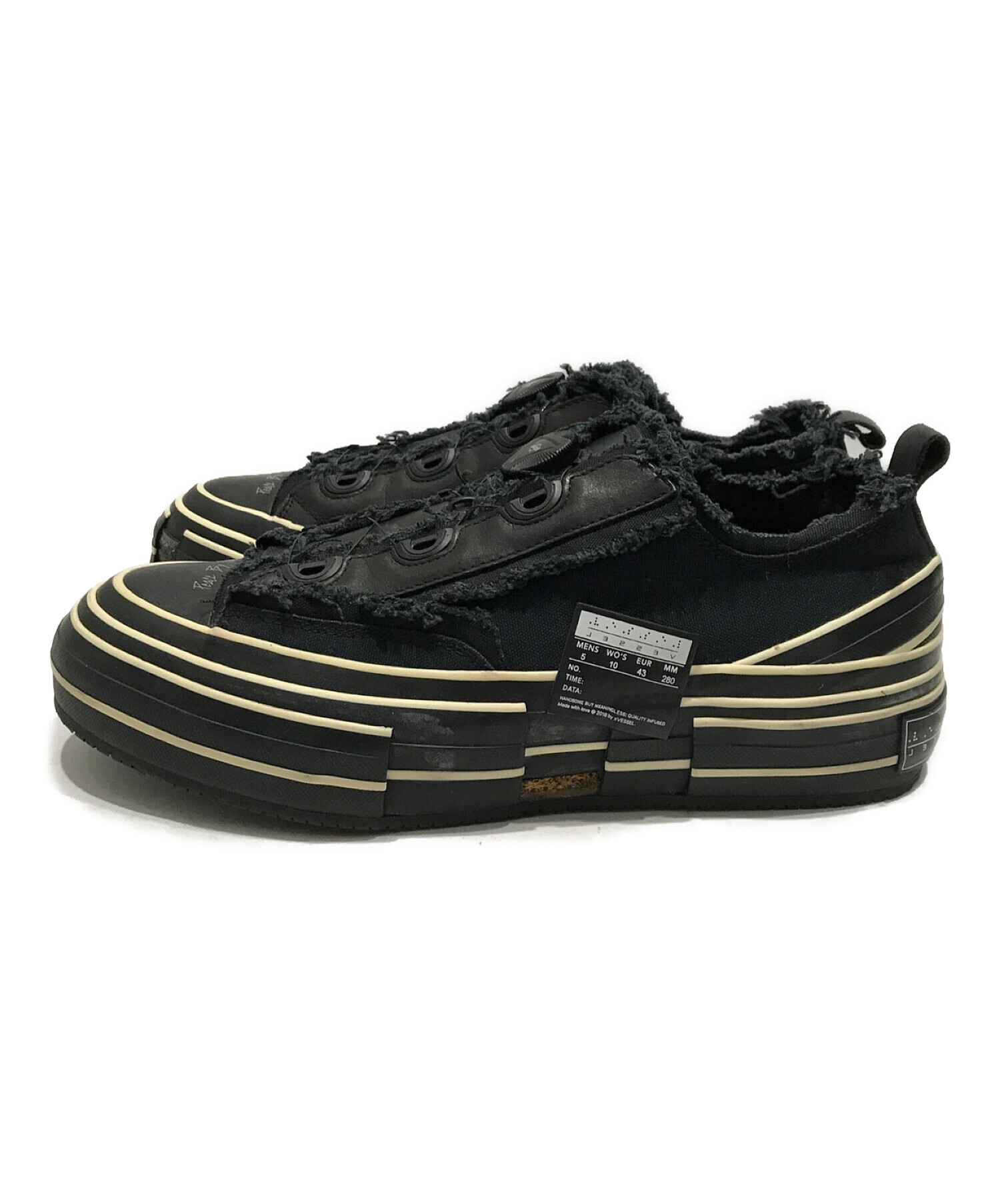 YOHJI YAMAMOTO×VESSEL (ヨウジヤマモト×ヴェセル) ダイヤル式ローカットスニーカー ブラック  サイズ:MEN'S5/WO'S10/EUR43