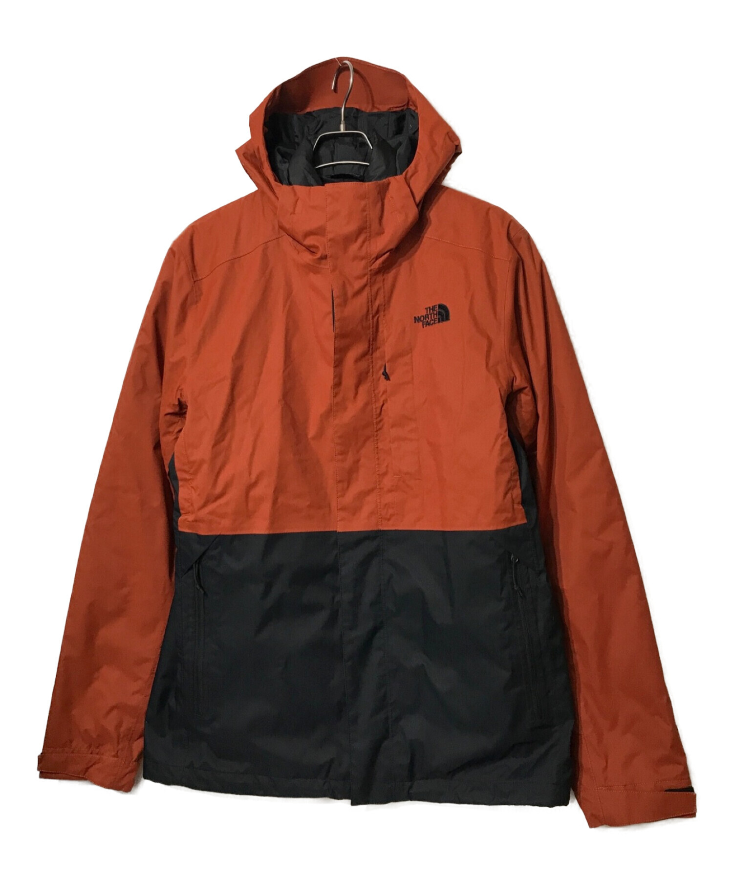 THE NORTH FACE (ザ ノース フェイス) ポリエステルダウンジャケット ブラック×オレンジ サイズ:M