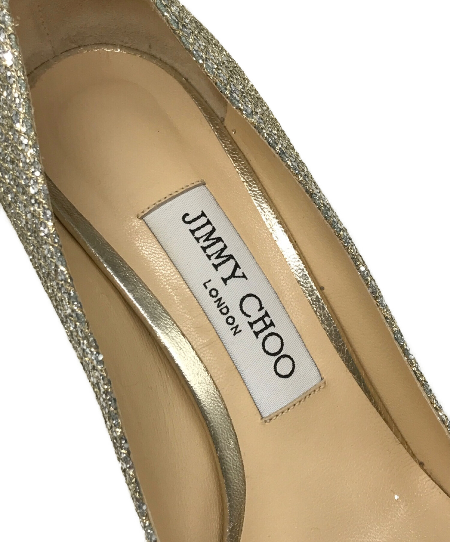 JIMMY CHOO (ジミーチュウ) グリッターパンプス ゴールド サイズ:36 1/2