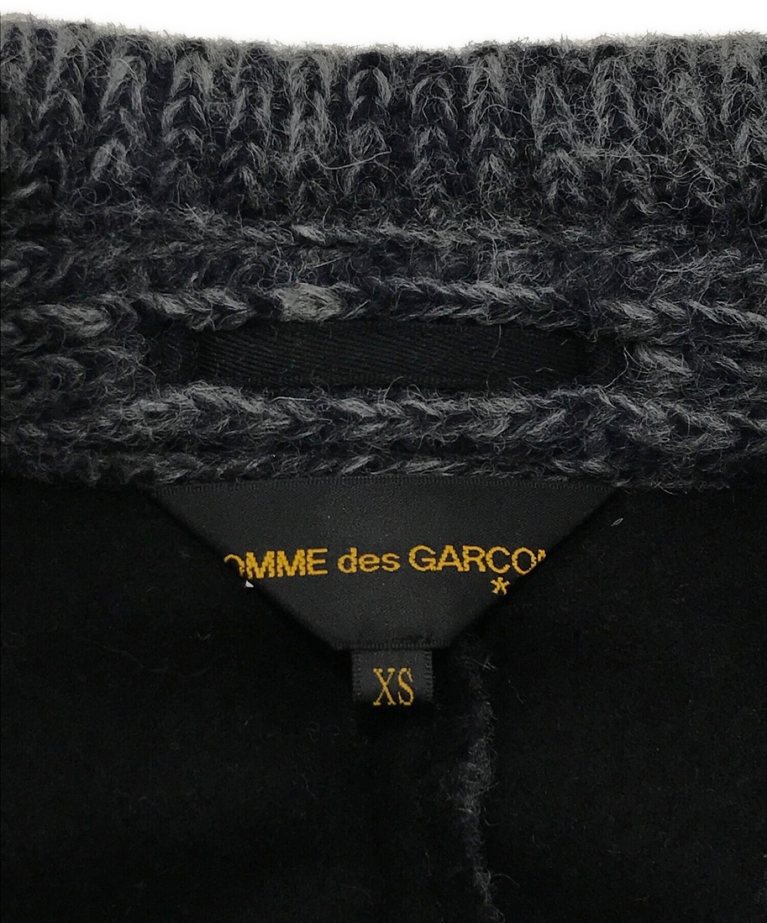 COMME des GARCONS (コムデギャルソン) ニットバルーンコート ネイビー×グレー サイズ:XS