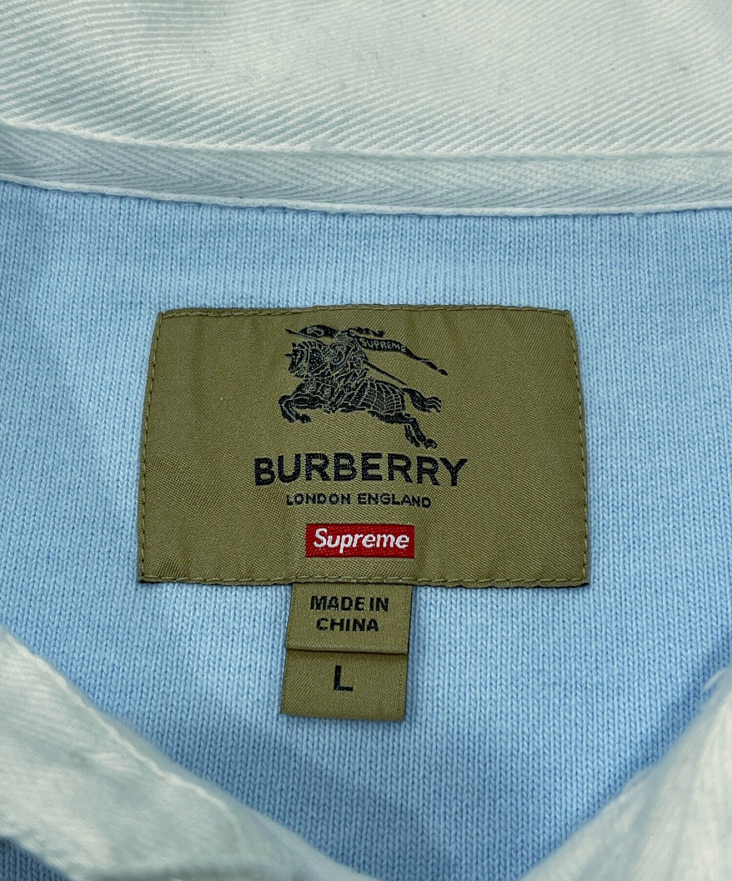 Supreme×BURBERRY (シュプリーム×バーバリー) ラガーシャツ スカイブルー サイズ:L