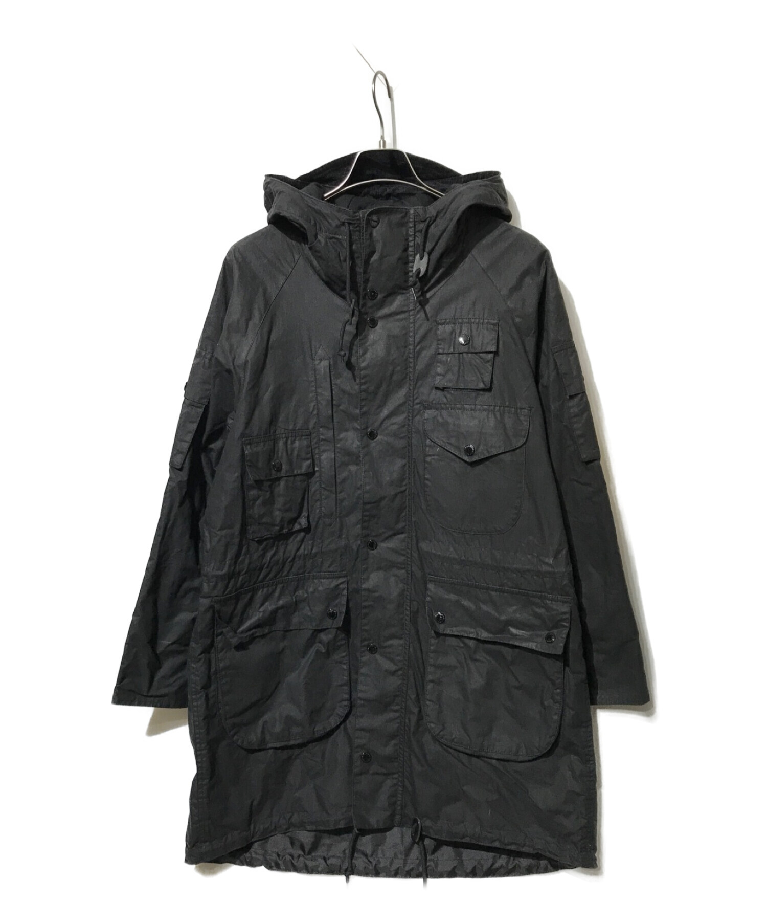 Barbour×ENGINEERED GARMENTS (バブアー×エンジニアドガーメンツ) 18AW ZIP PARKA/オイルドフーデットコート  ブラック サイズ:S