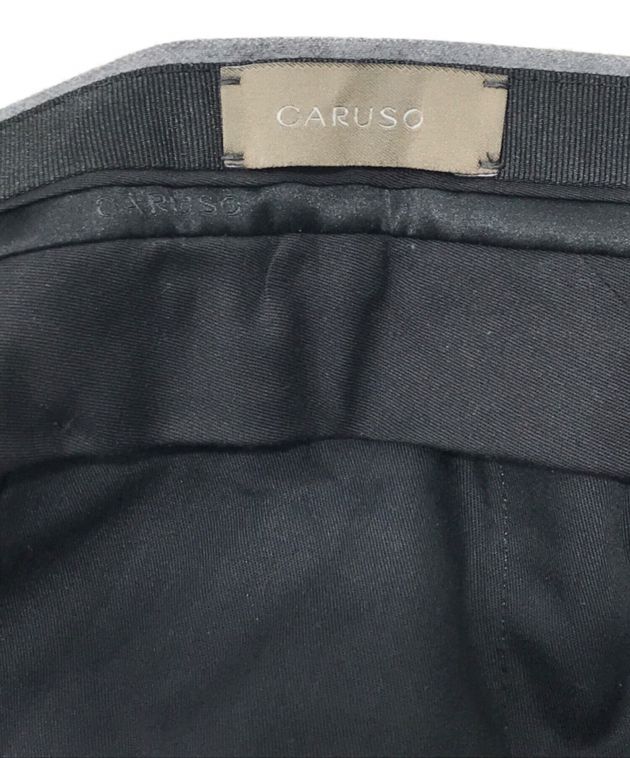 新品高品質新品未使用CARUSO ワンタックスラックス サキソニー チャコールグレー　46 パンツ