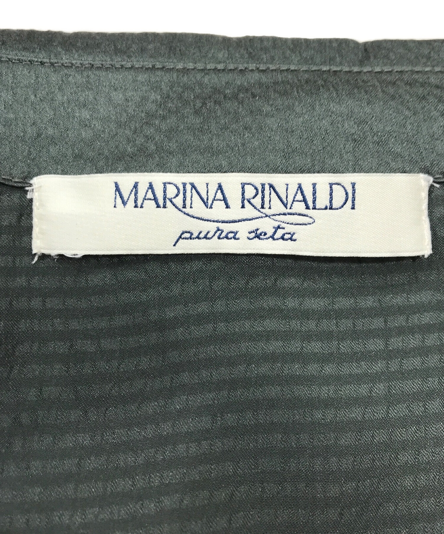 MARINA RINALDI (マリナリナルディ) シルクシャツワンピース グリーン サイズ:25