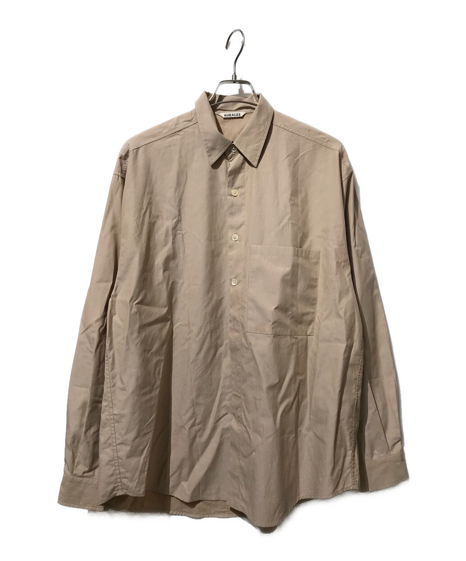 AURALEE (オーラリー) 23SS WASHED FINX TWILL BIG SHIRT ウォッシュドフィンクスツイルビッグシャツ MIX  BEIGE サイズ:5