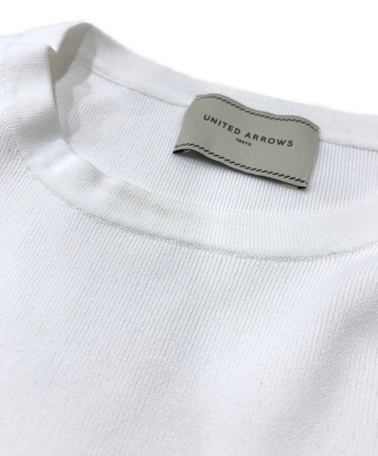 UNITED ARROWS (ユナイテッドアローズ) LUXURY フリル コンビ ニット ホワイト サイズ:FREE