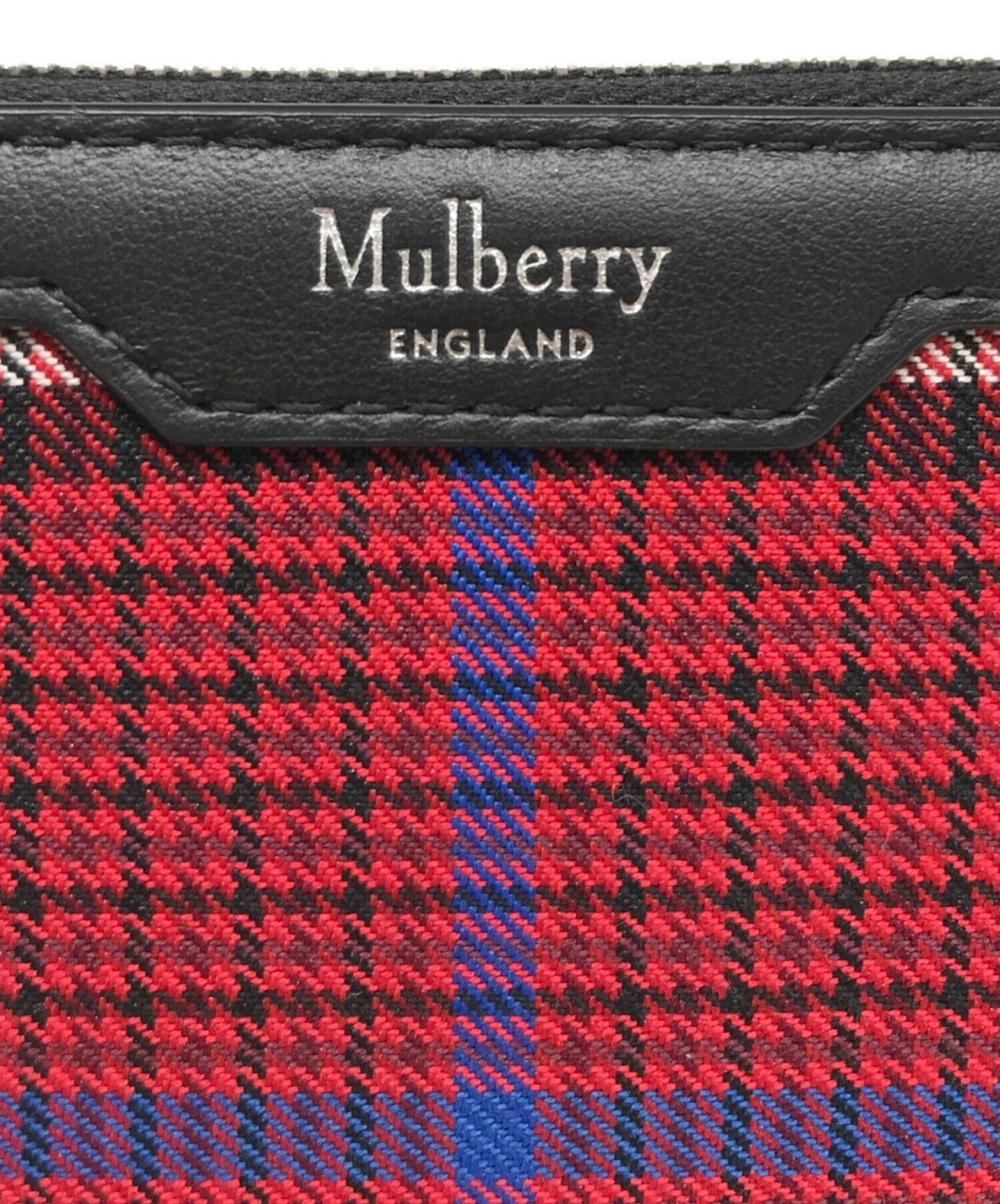 MULBERRY (マルベリー) タータンチェックラウンドファスナーウォレット レッド