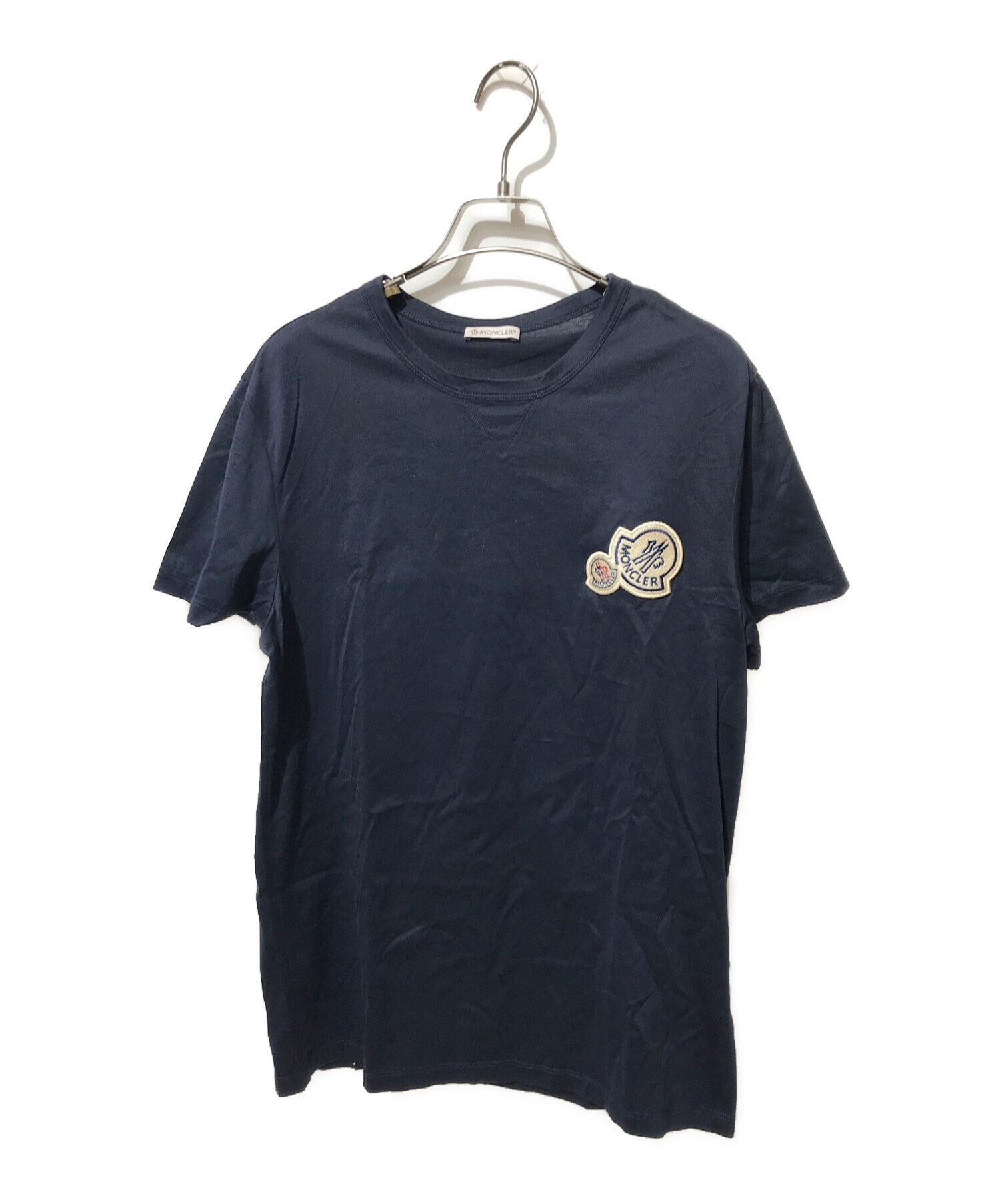 MONCLER (モンクレール) ダブルロゴワッペンクルーネックTシャツ ネイビー サイズ:M