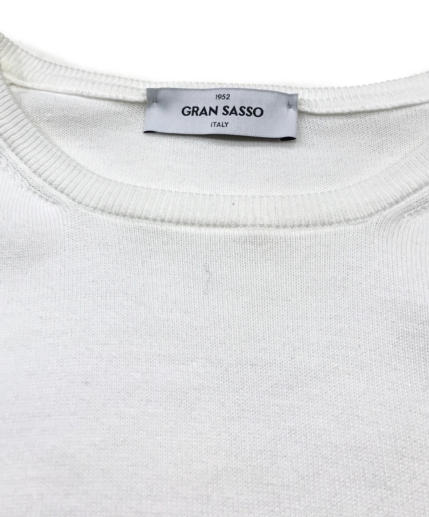 Gran Sasso / グランサッソ | クルーネック コットン ニット | 52 | ホワイト | メンズ