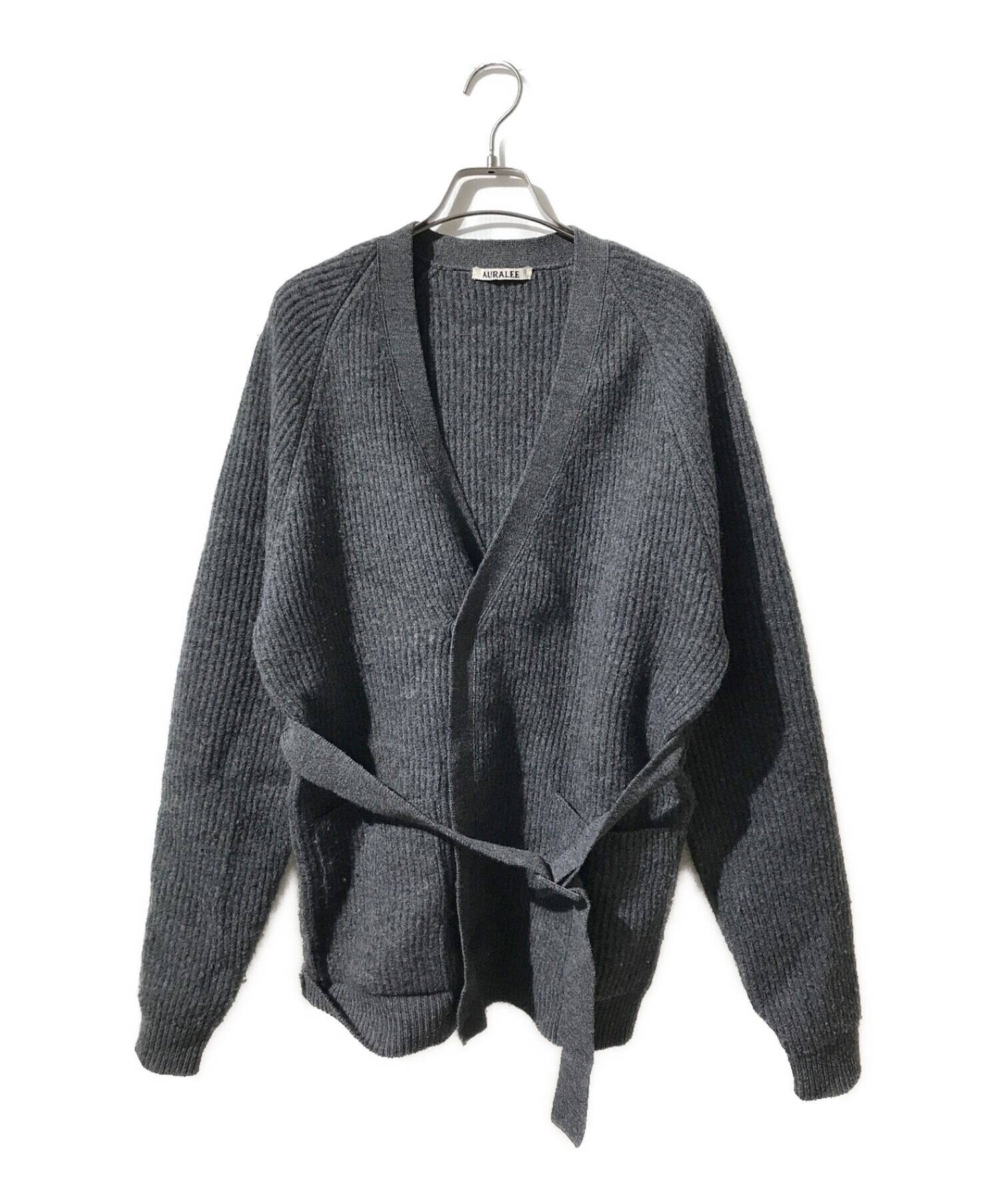 AURALEE (オーラリー) MILLED FRENCH MERINO RIB KNIT CARDIGAN グレー サイズ:1