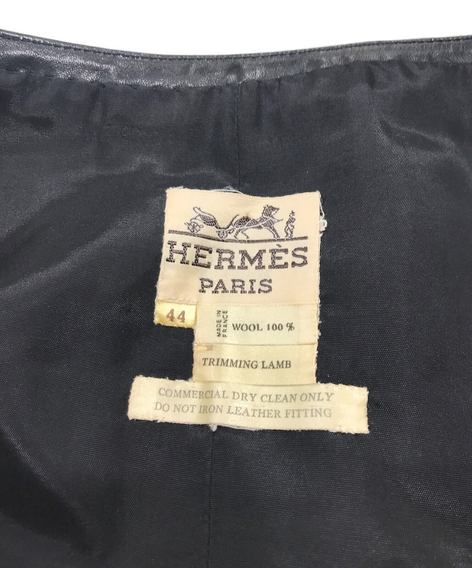 HERMES (エルメス) ラムレザー切替ウールスカート ブラック サイズ:44