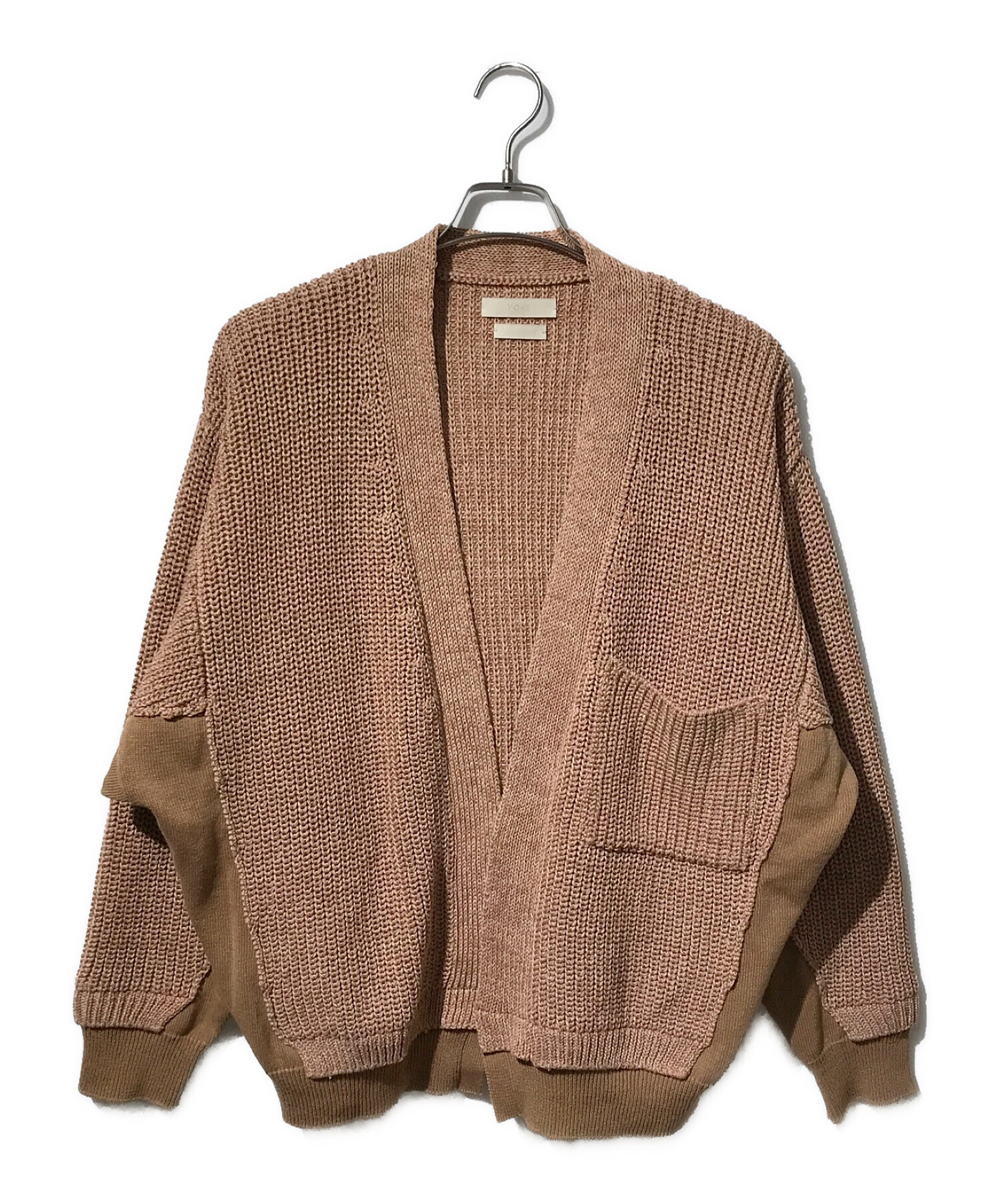 YOKE (ヨーク) 5G CONNECTING RIB CARDIGAN ライトピンク×ベージュ サイズ:2