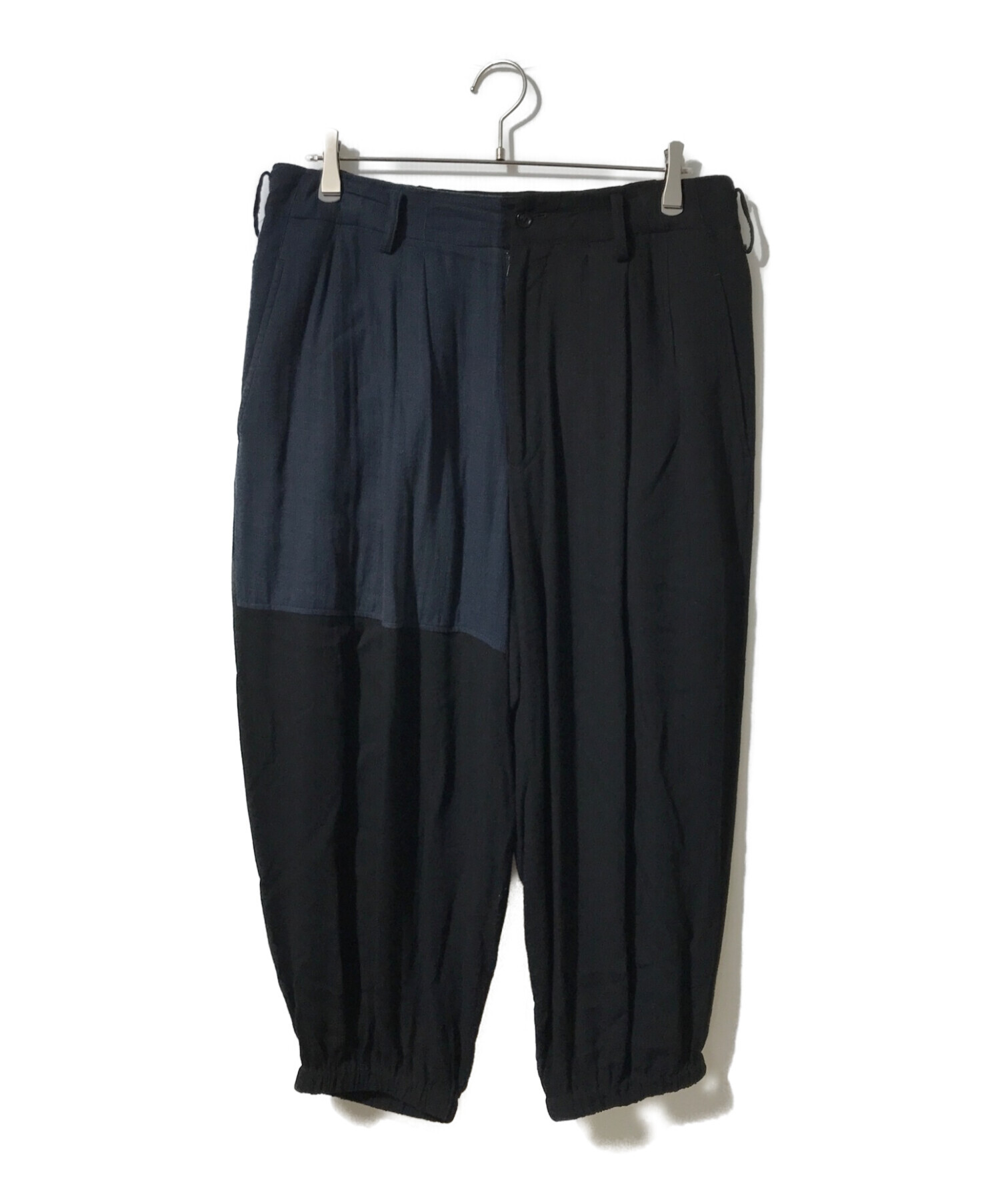 中古・古着通販】Yohji Yamamoto pour homme (ヨウジヤマモト プールオム) 強撚レーヨンパッチ切替パンツ ブラック  サイズ:3｜ブランド・古着通販 トレファク公式【TREFAC FASHION】スマホサイト