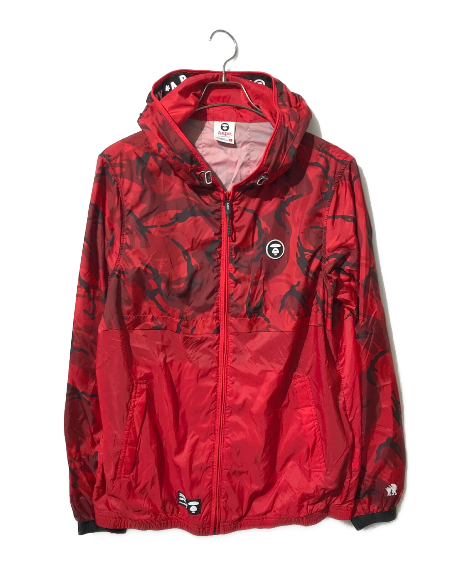 A BATHING APE (アベイシングエイプ) Camo panelled lightweight jacket レッド サイズ:L