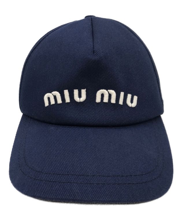 MIU MIU (ミュウミュウ) ベースボールキャップ ネイビー サイズ:S