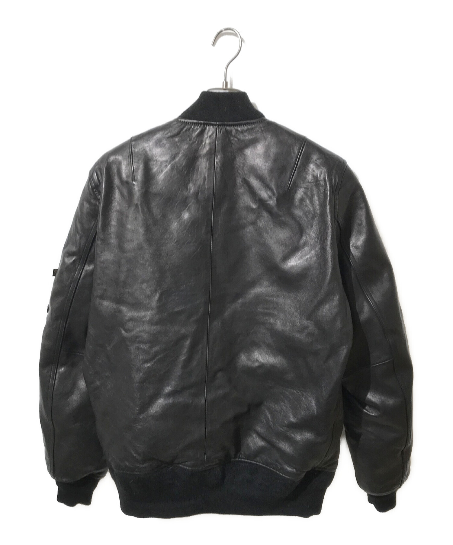 ALPHA (アルファ) MA-1レザーダウンジャケット ブラック サイズ:XL