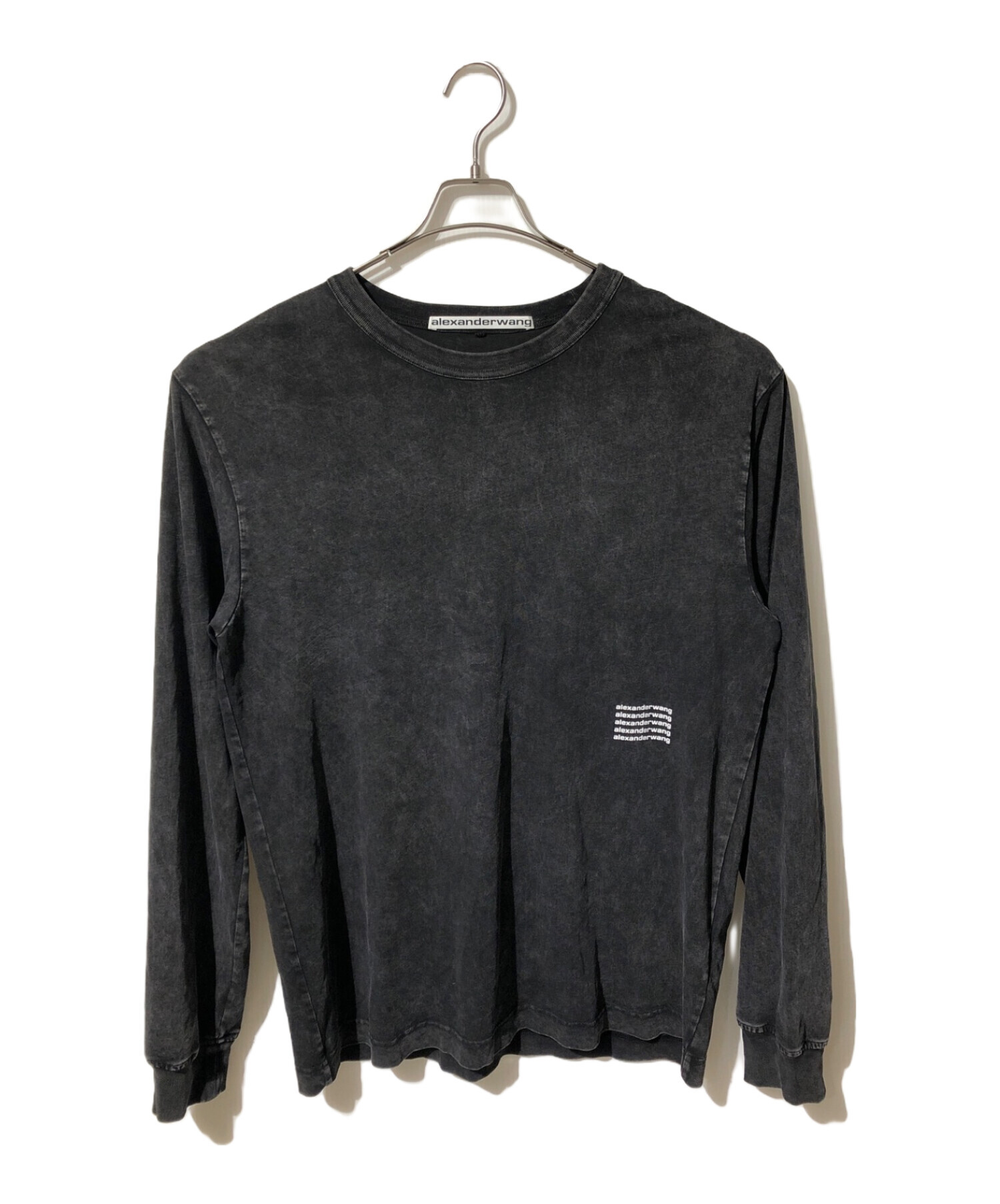 ALEXANDER WANG (アレキサンダーワング) アシッドウォッシュロングスリーブロゴTシャツ/UCC3221537 ブラック サイズ:M