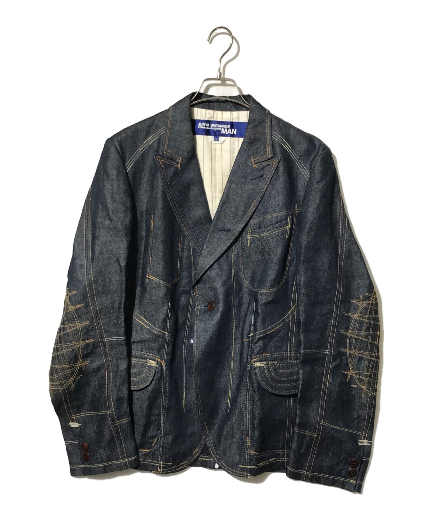 中古・古着通販】COMME des GARCONS JUNYA WATANABE MAN (コム デ ギャルソン ジュンヤ ワタナベ マン)  リネンデニム1Bステッチジャケット インディゴ サイズ:M｜ブランド・古着通販 トレファク公式【TREFAC FASHION】スマホサイト