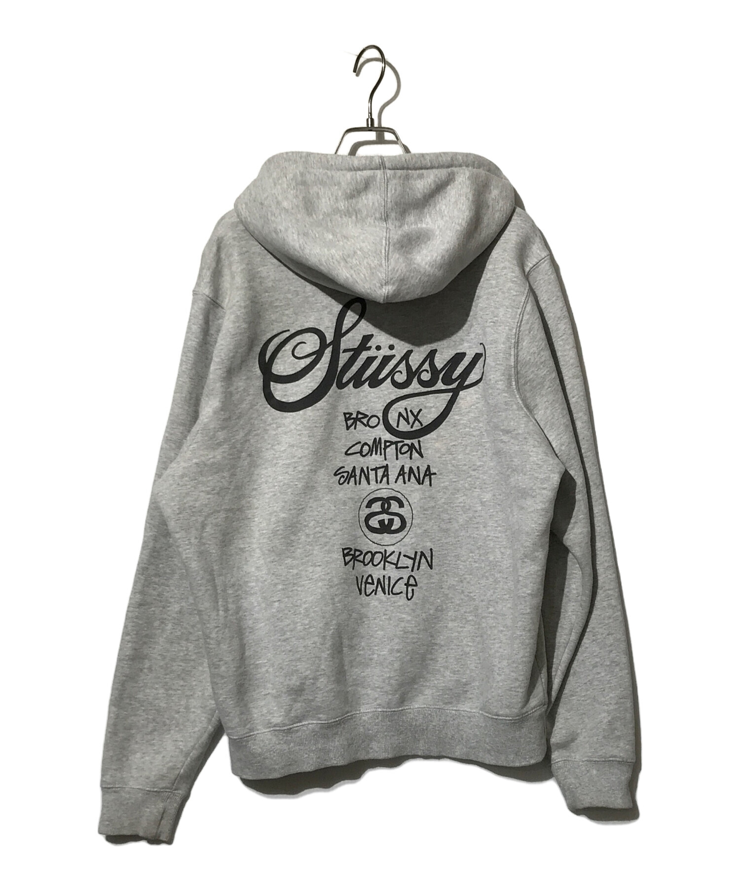 stussy (ステューシー) 裏起毛パーカー ライトグレー サイズ:S