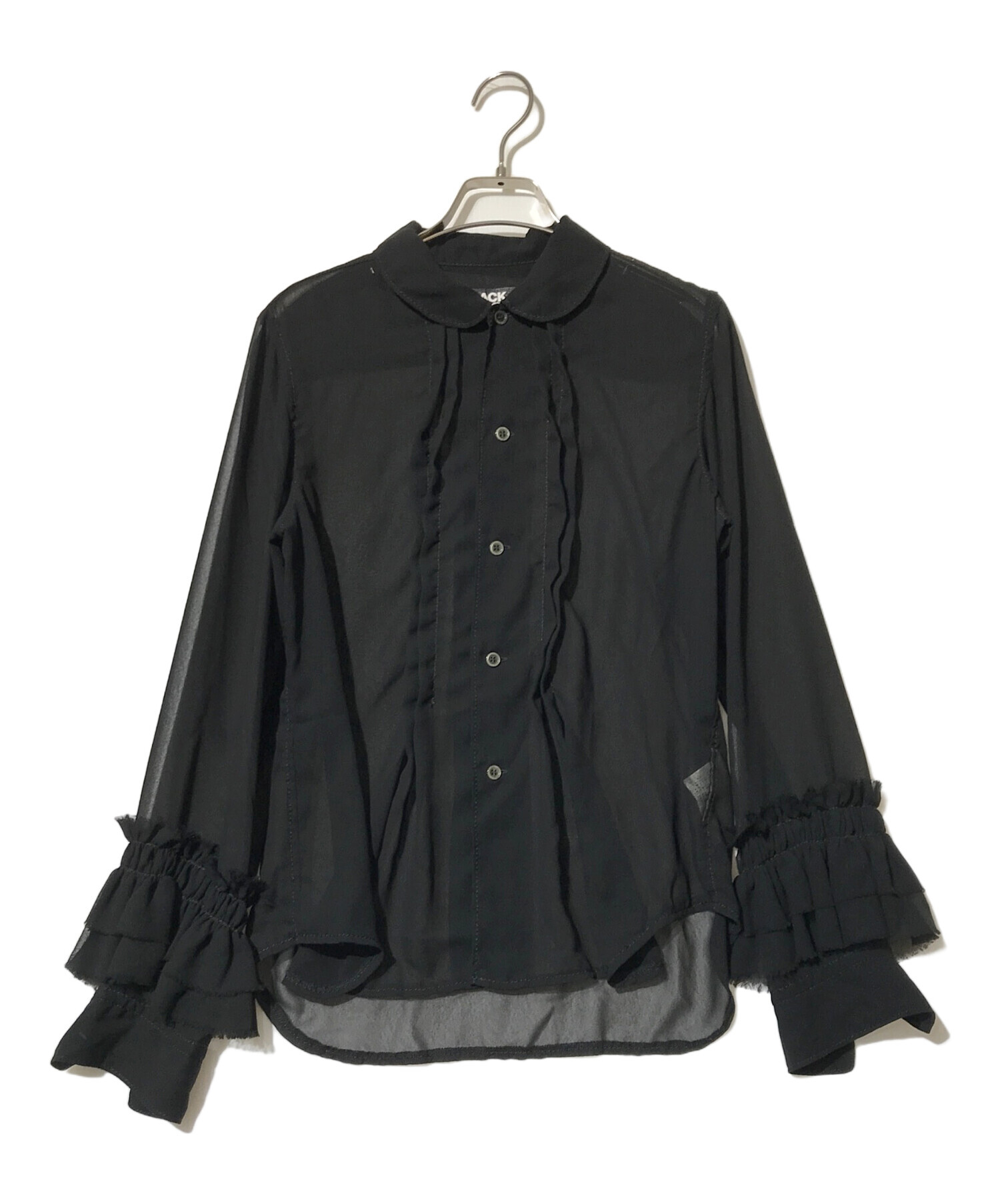 中古・古着通販】BLACK COMME des GARCONS (ブラック コムデギャルソン) フリルシアーシャツ ブラック  サイズ:M｜ブランド・古着通販 トレファク公式【TREFAC FASHION】スマホサイト