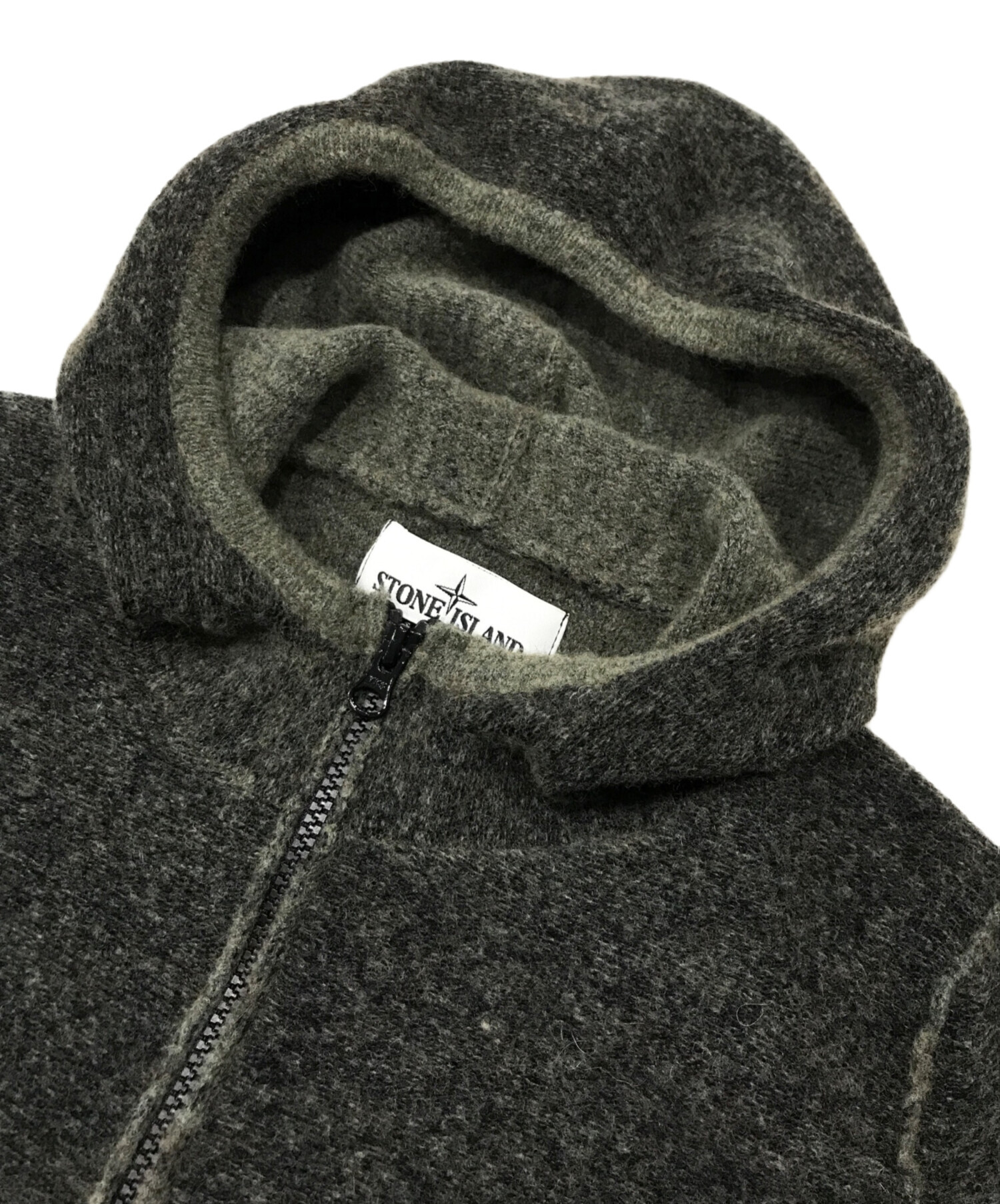 STONE ISLAND (ストーンアイランド) ニットパーカー/LANA WOOL KNIT HOODIE グリーン サイズ:Ｓ