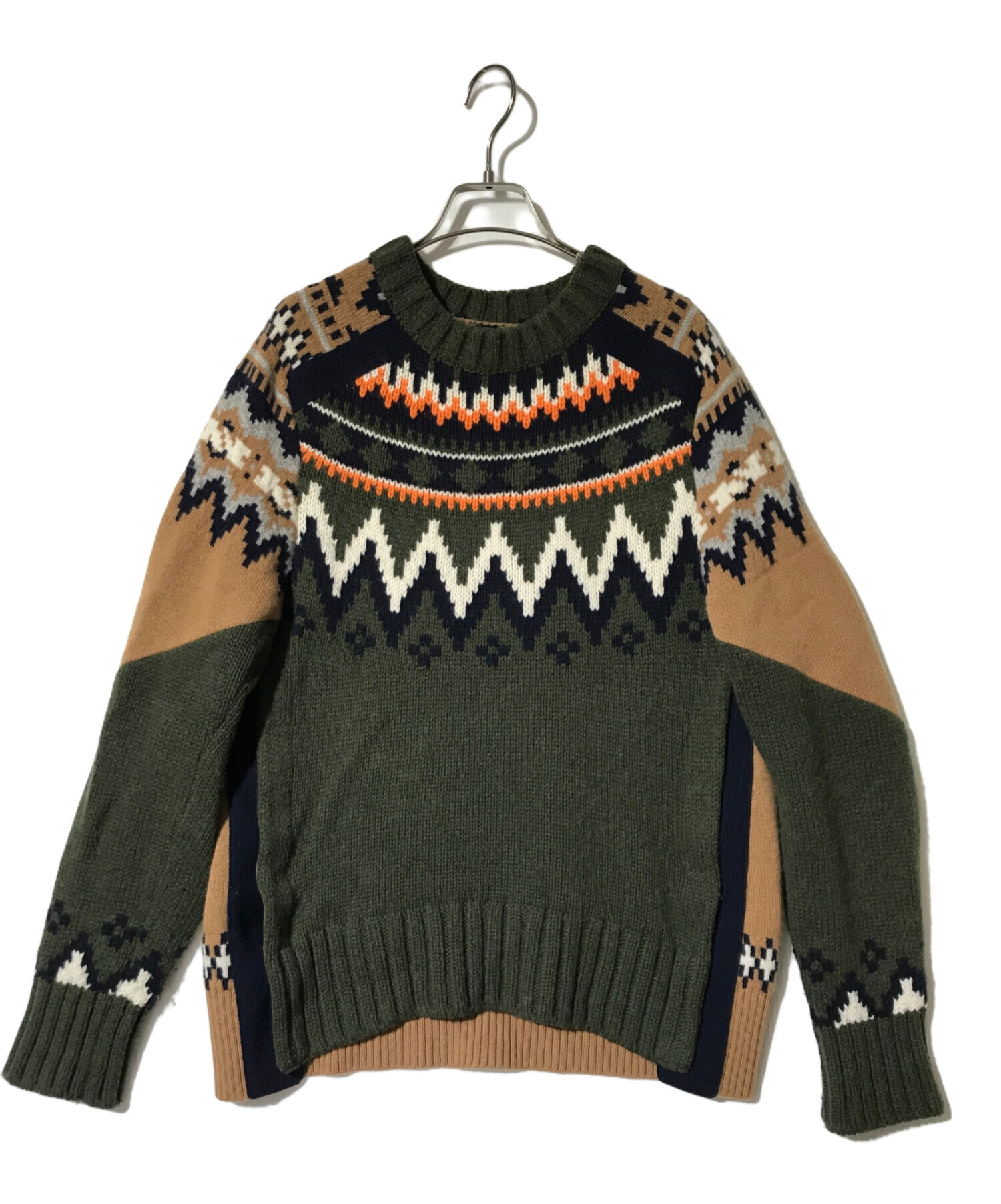 sacai (サカイ) 21AW Jacquard Knit Pullover オリーブ サイズ:2