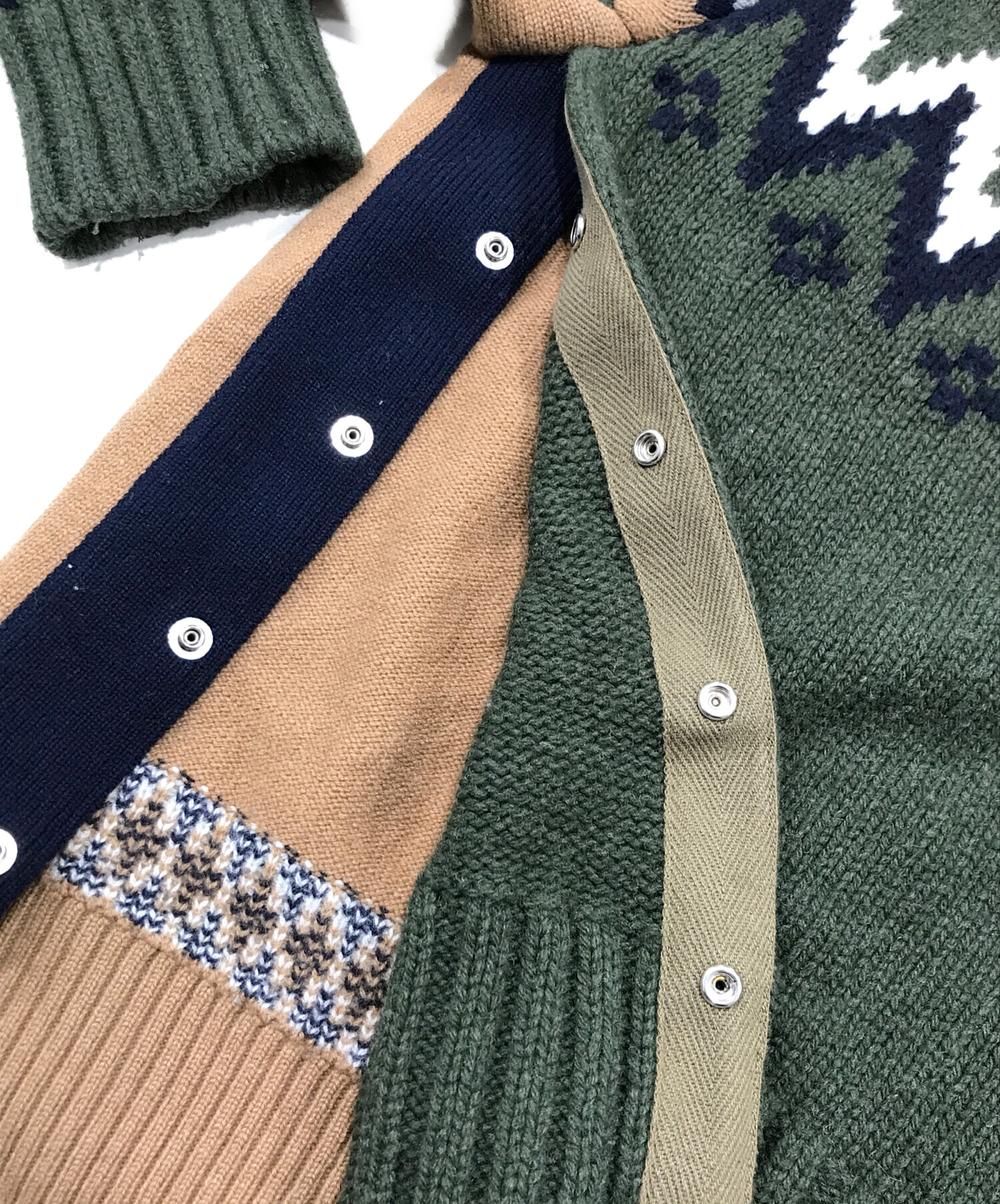 sacai (サカイ) 21AW Jacquard Knit Pullover オリーブ サイズ:2