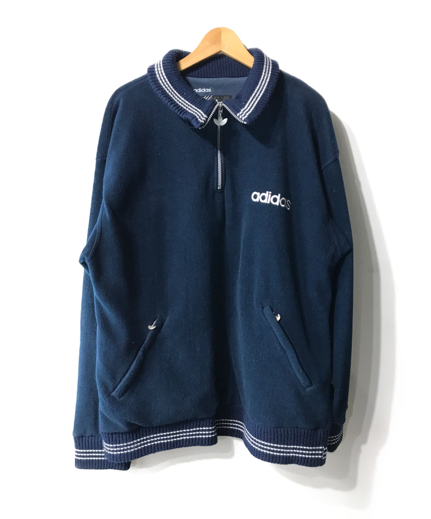 adidas (アディダス) 【OLD】80’sハーフジップボアトップ ネイビー サイズ:L