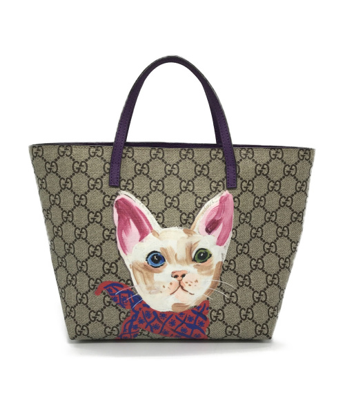 【中古・古着通販】GUCCI (グッチ) キャットハンドバッグ ベージュ