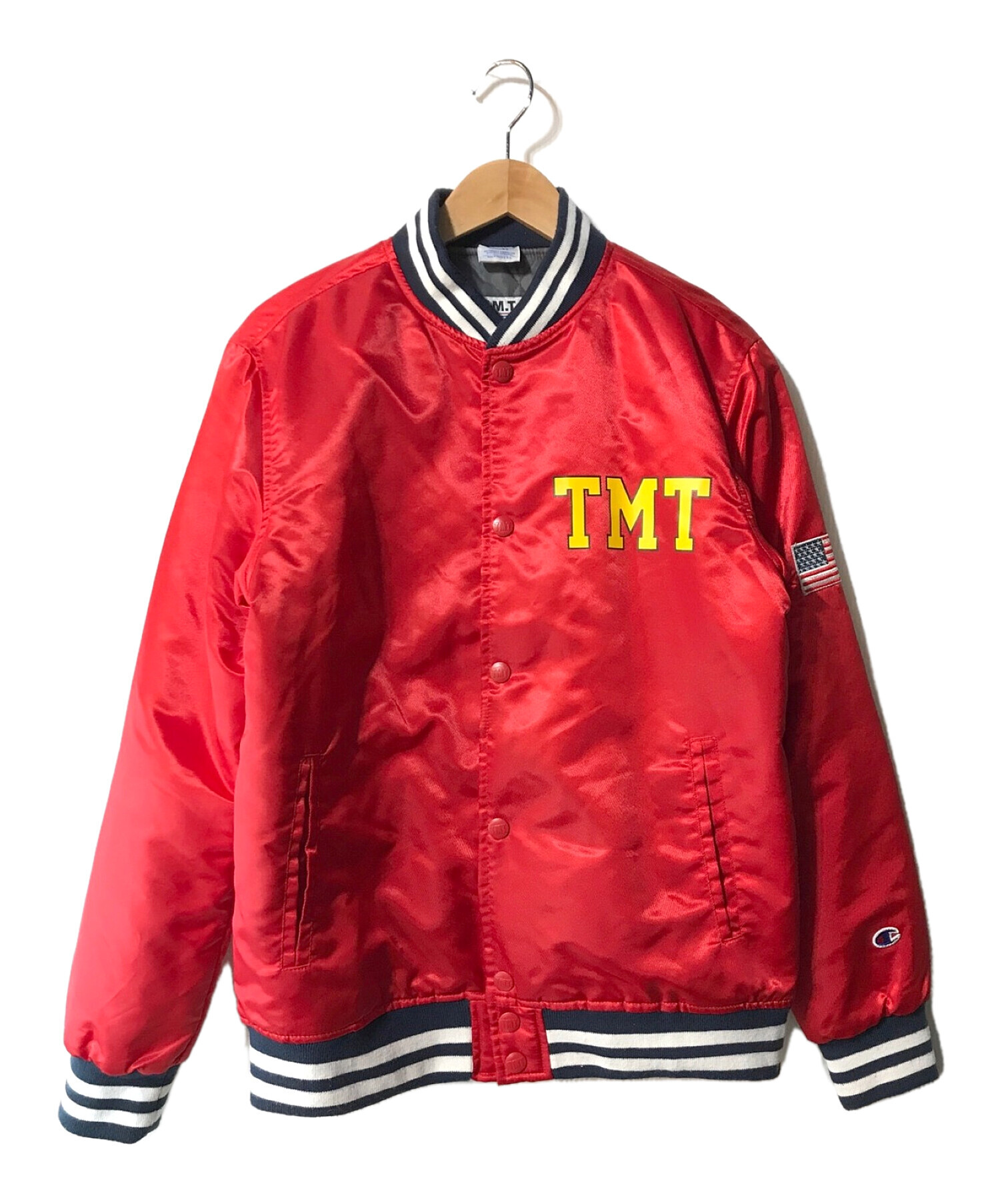 TMT×Champion (ティーエムティー×チャンピオン) AWARD JACKET S/アワードジャケット レッド サイズ:L