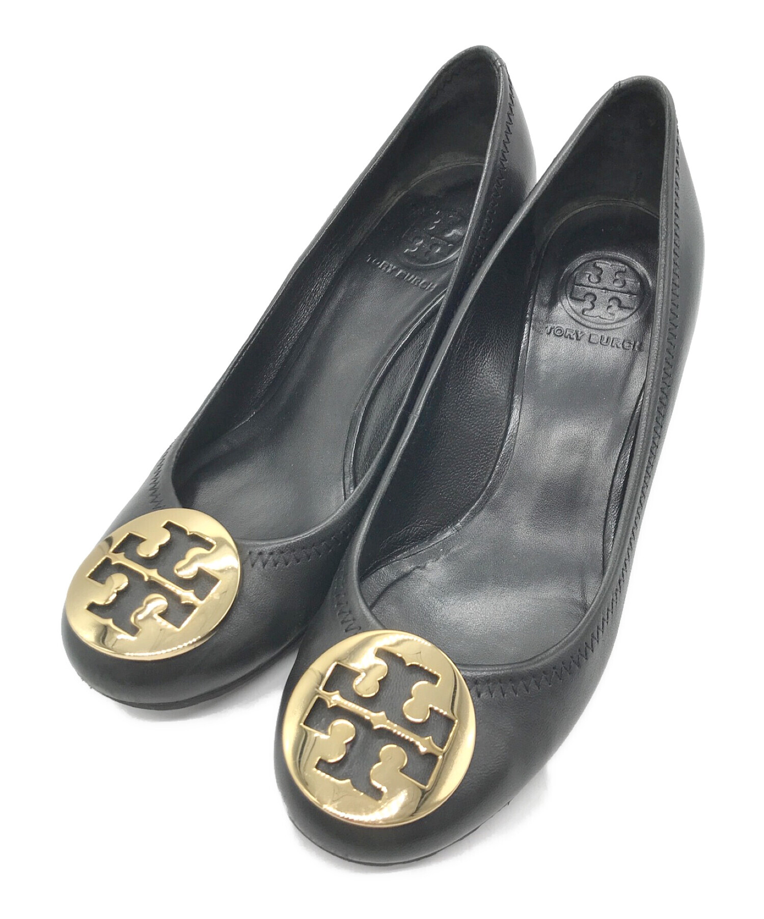 TORY BURCH (トリーバーチ) ウェッジソールパンプス ブラック サイズ:7