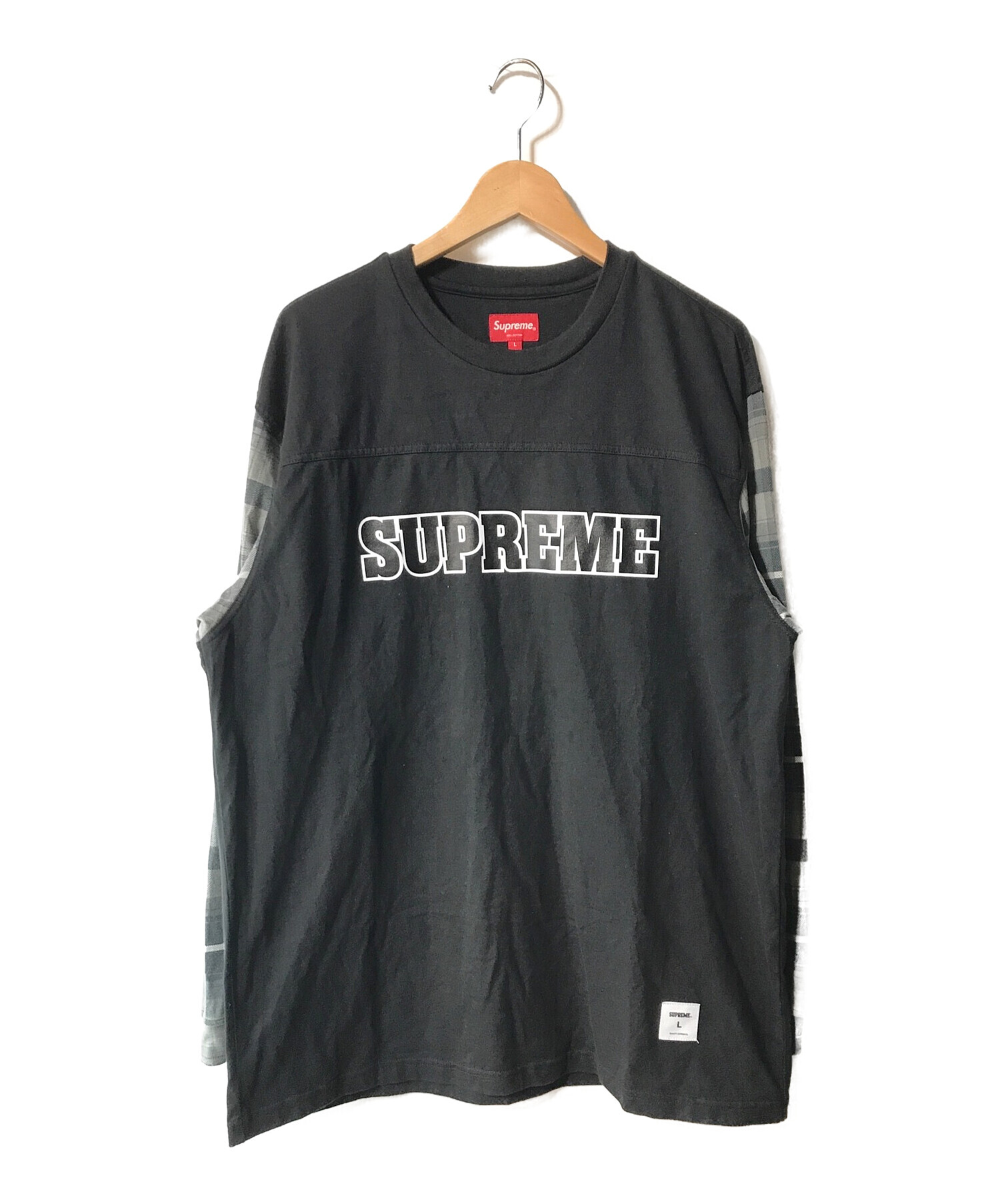 Supreme (シュプリーム) Plaid Sleeve L／S Top ブラック サイズ:L