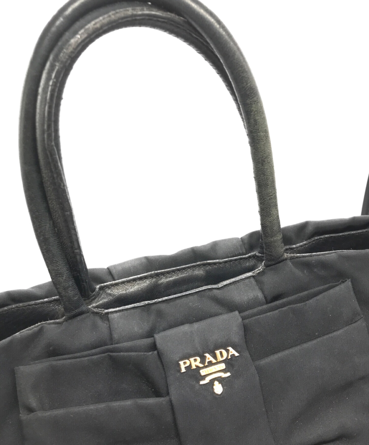 中古・古着通販】PRADA (プラダ) リボンハンドバッグ ブラック