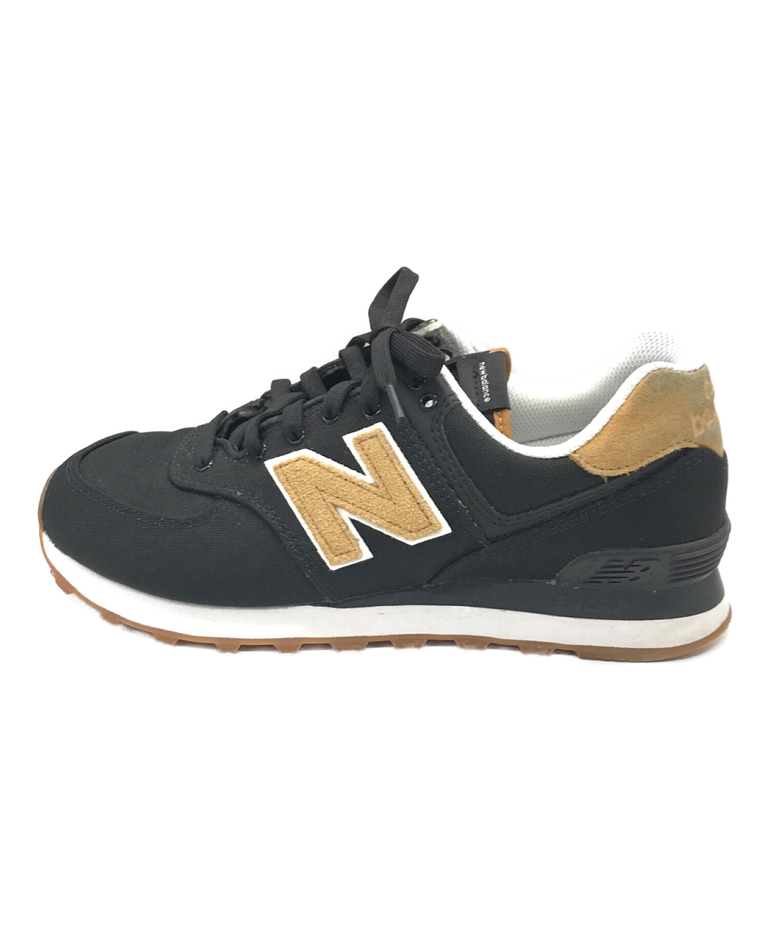 NEW BALANCE (ニューバランス) ML574BK2 Canvas Pack/ローカットスニーカー ブラック×ベージュ サイズ:26.5cm