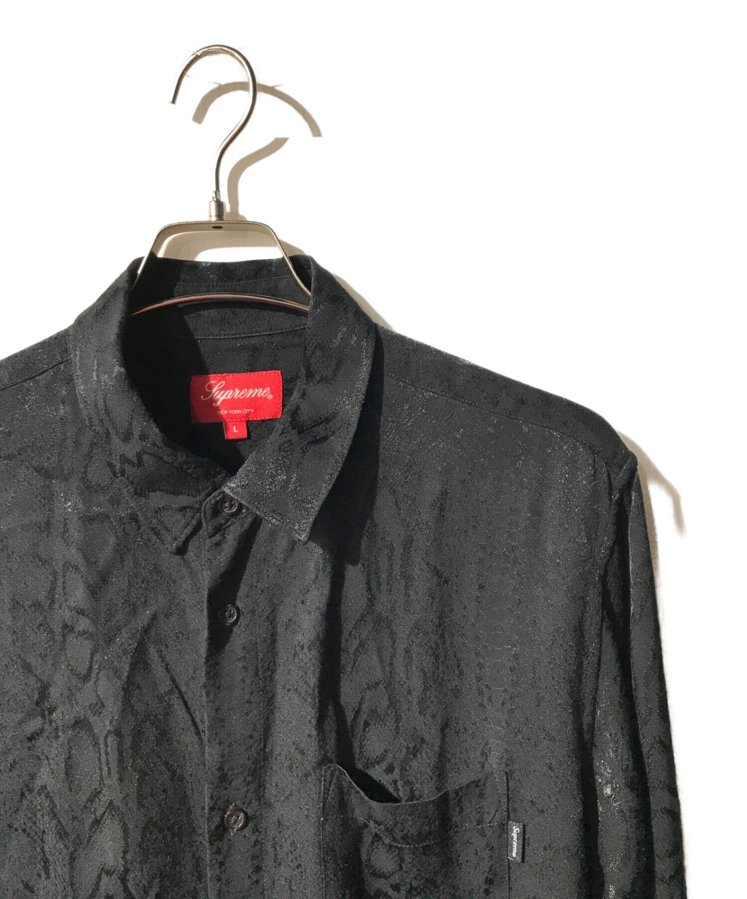 SUPREME (シュプリーム) Snakeskin Jacquard Shirt ブラック サイズ:L