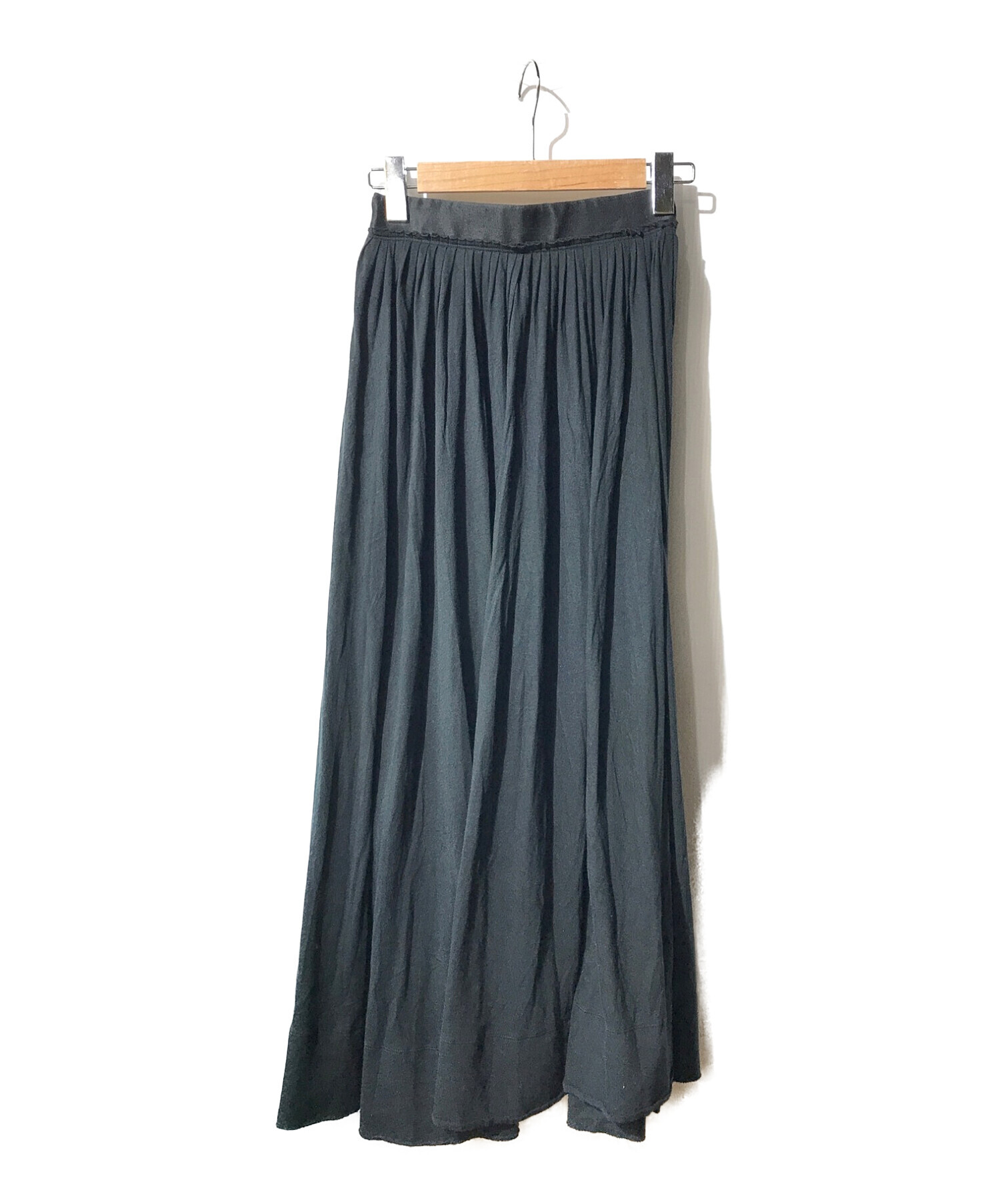 ATON (エイトン) DEL CELLO COTTON PINTUCK SKIRT ブラック サイズ:L