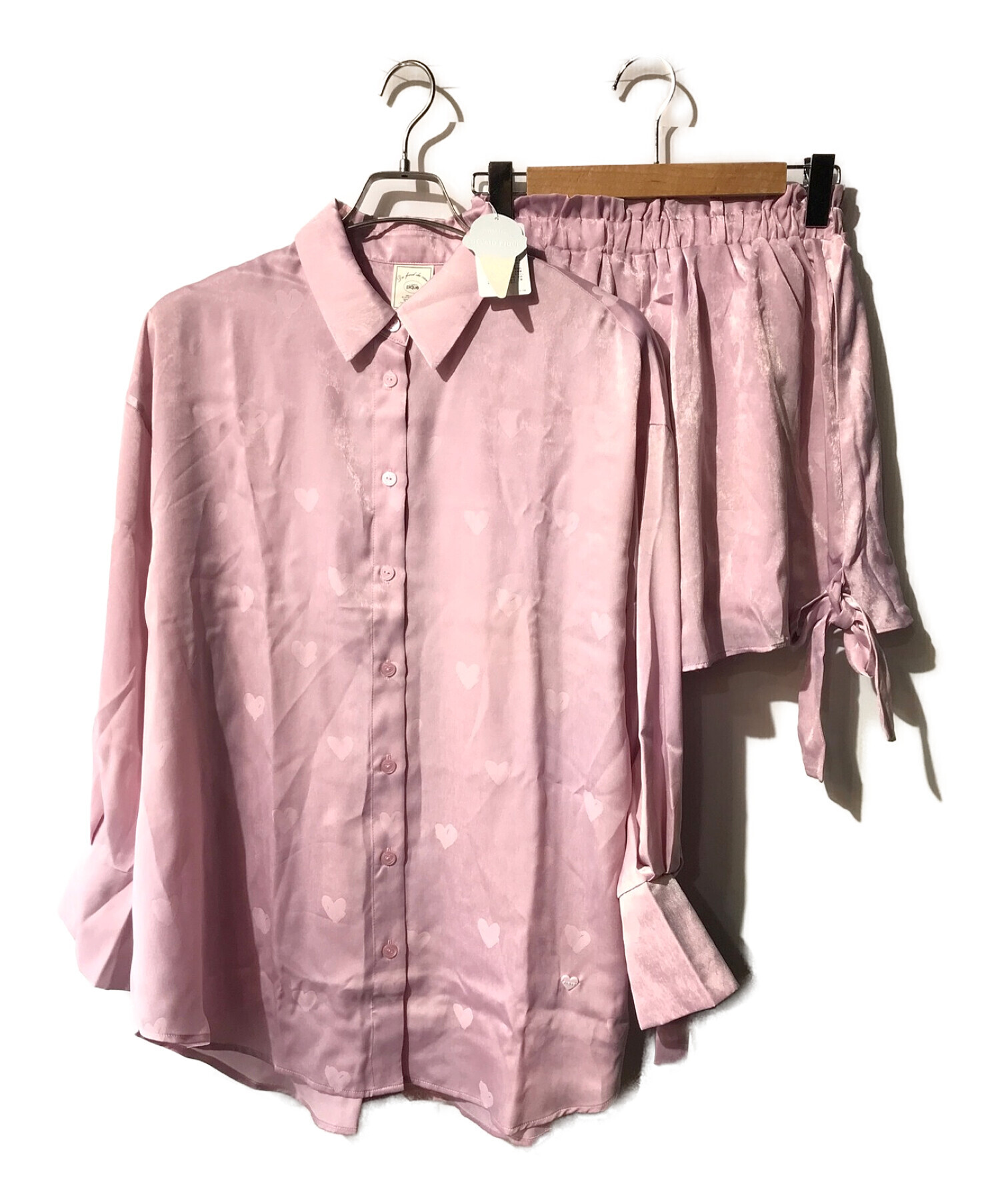 gelato pique (ジェラートピケ) ハートサテンシャツ ピンク サイズ:FREE 未使用品