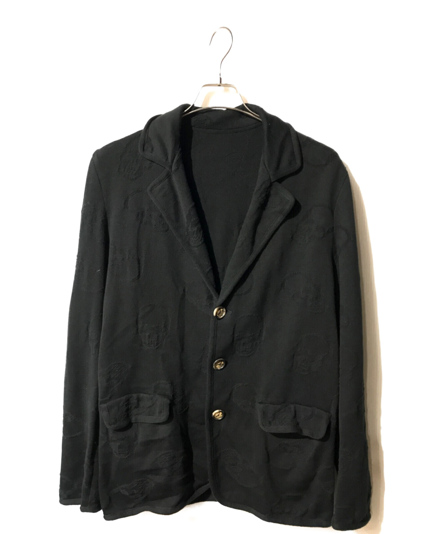 lucien pellat-finet (ルシアン・ペラフィネ) スカル刺繍ニットジャケット ブラック サイズ:M