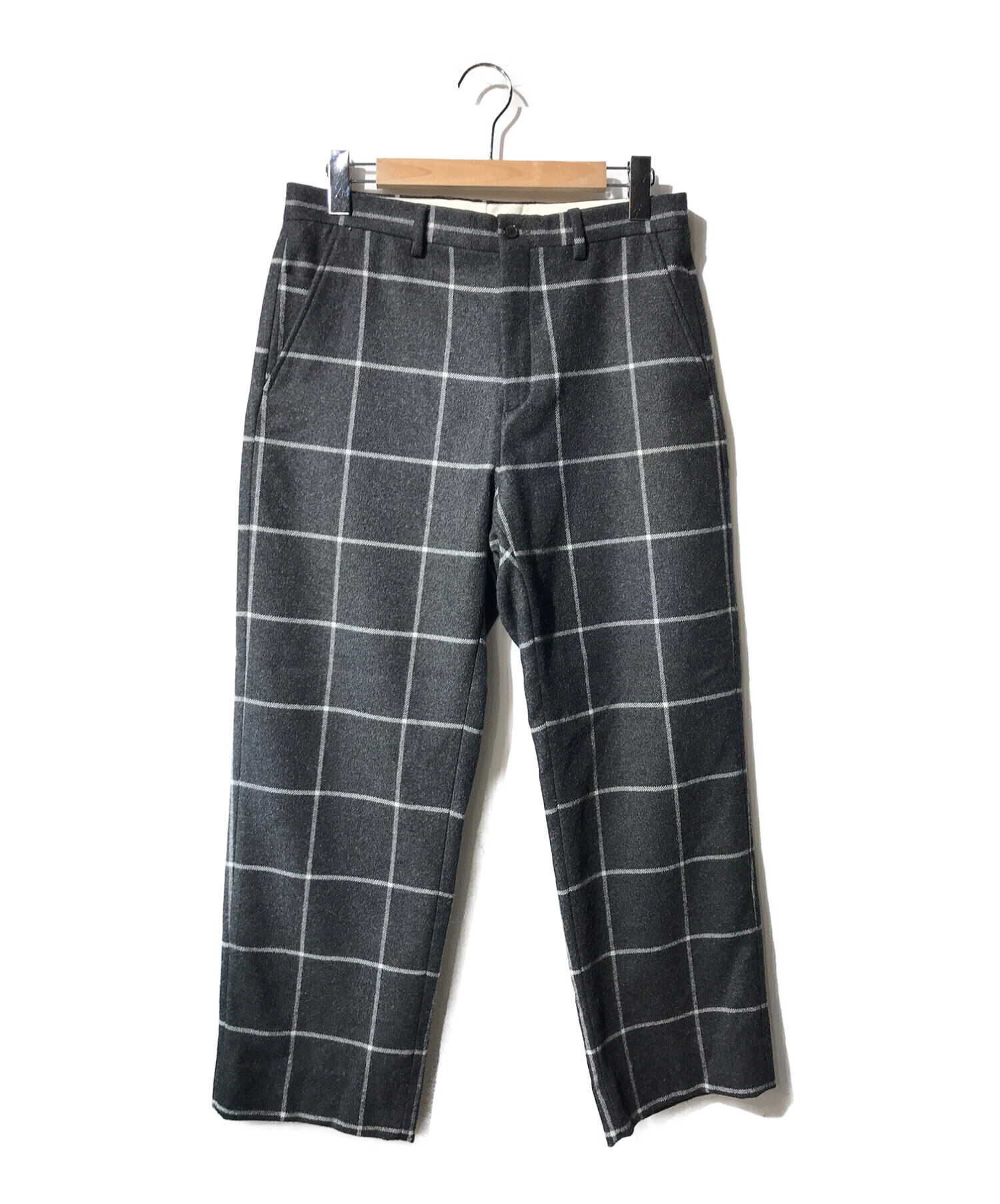 Supreme (シュプリーム) WINDOWPANE WOOL TROUSER グレー サイズ:W30