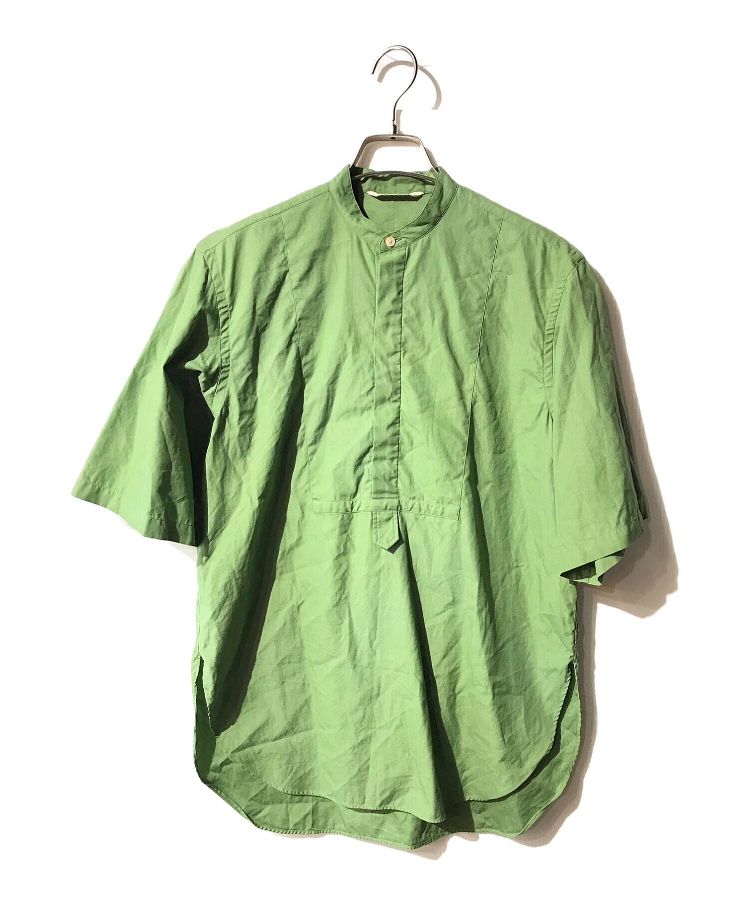 AURALEE (オーラリー) WASHED FINX TWILL HALF SLEEVED P/O SHIRT グリーン