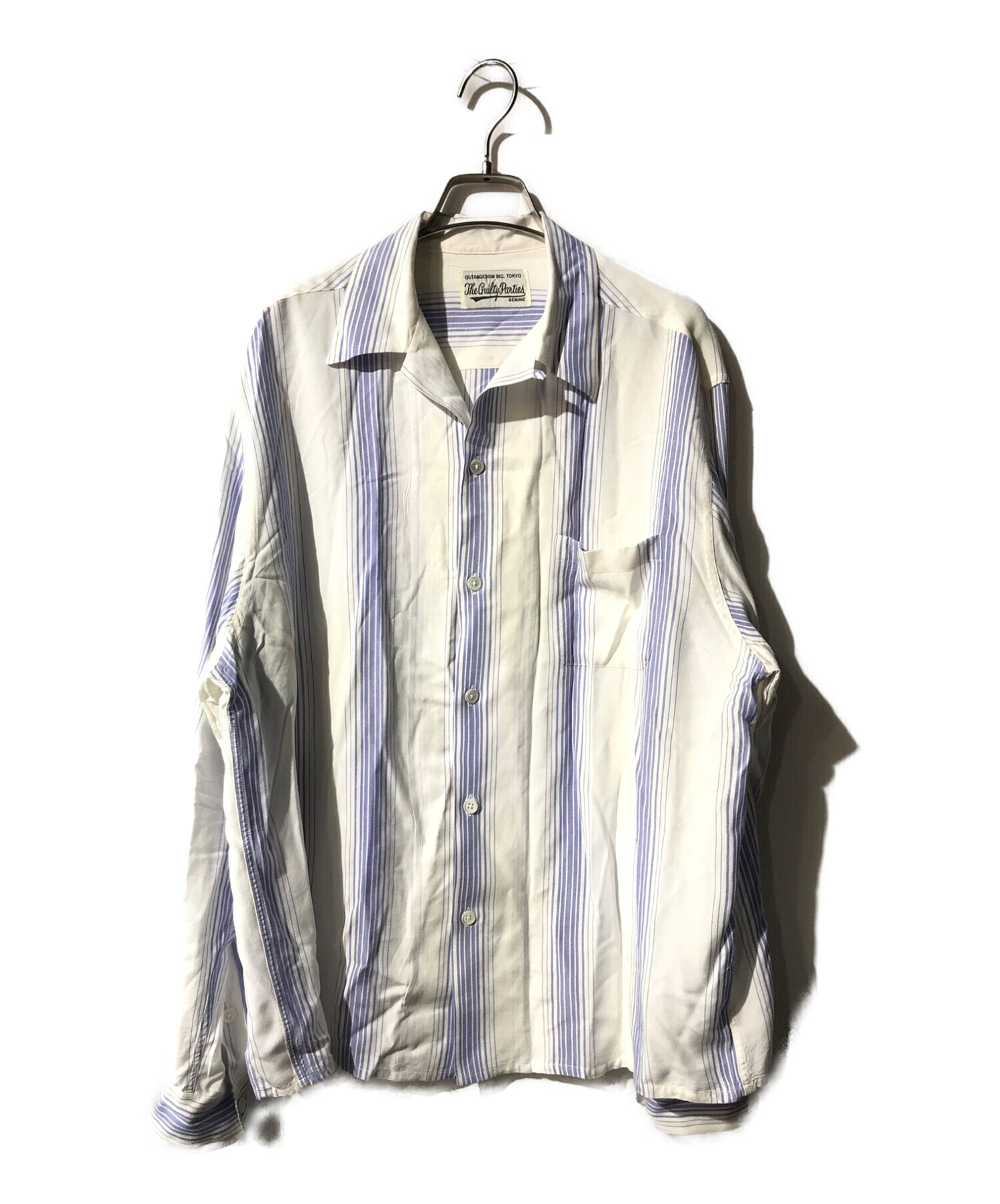 WACKO MARIA (ワコマリア) STRIPED OPEN COLLAR SHIRT ブルー×ホワイト サイズ:XL