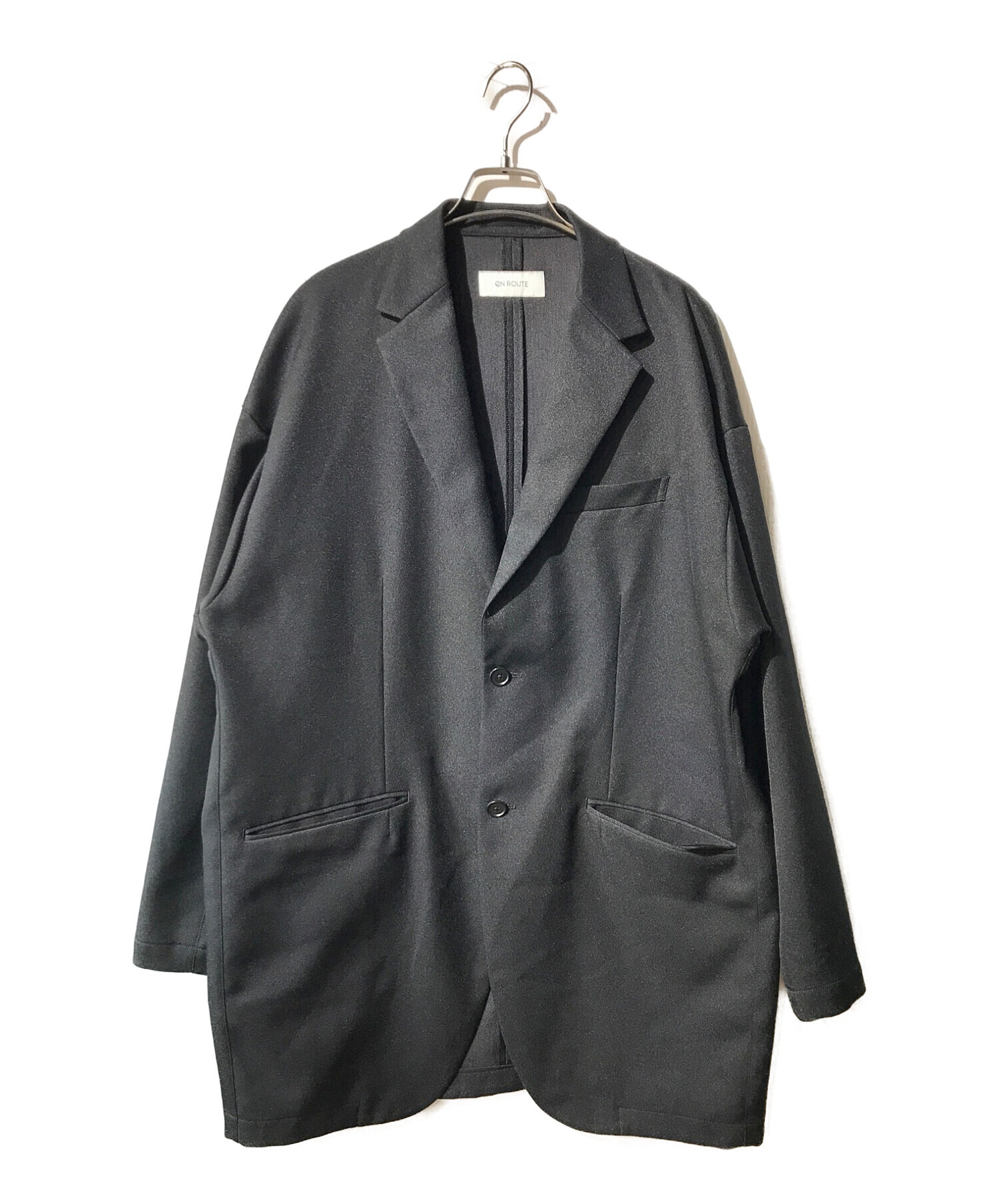 EN ROUTE (アンルート) エステルコットン2ボタンビッグジャケット ブラック サイズ:3