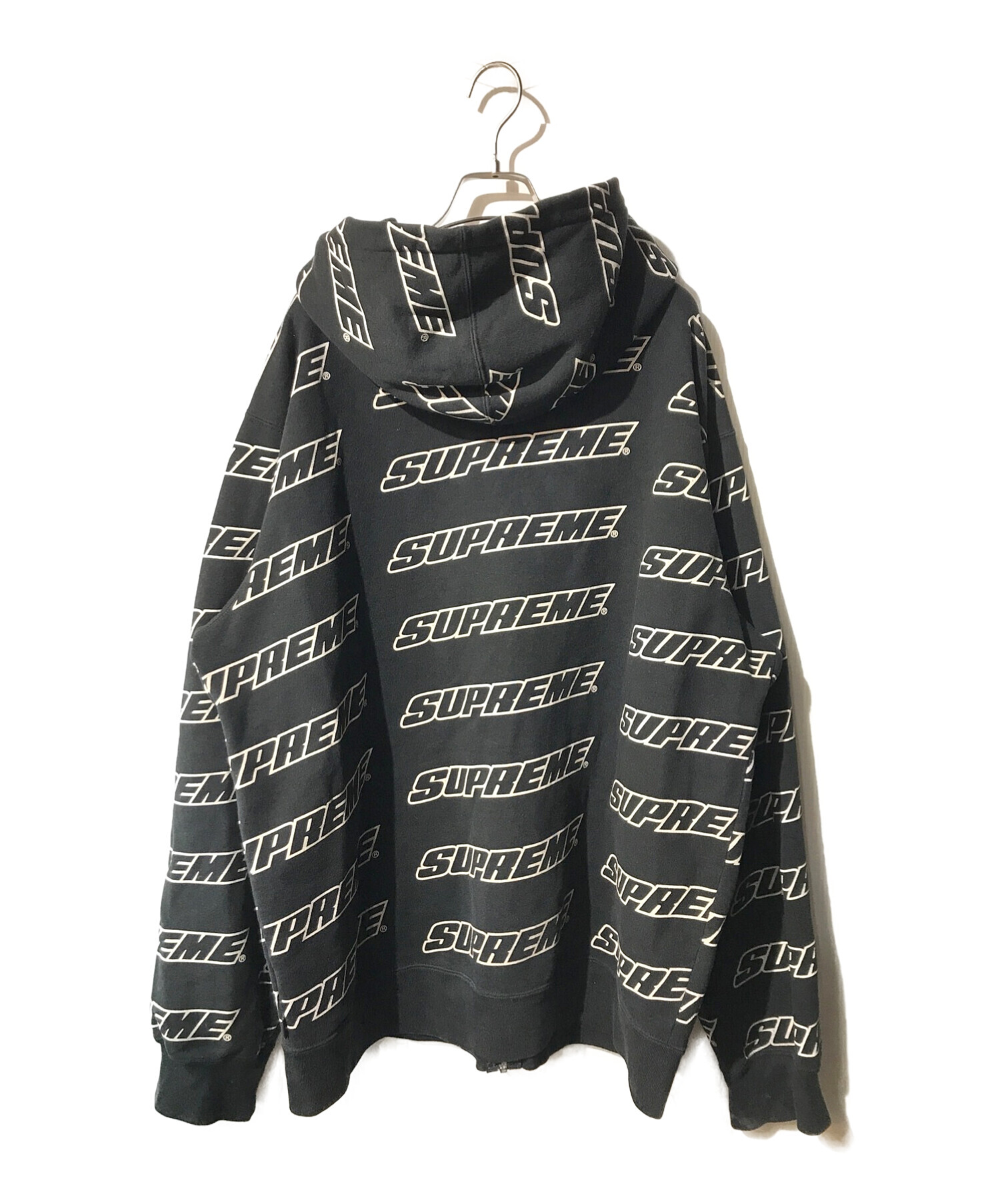 Supreme repeat zip hot sale up hooded sweatshirt black