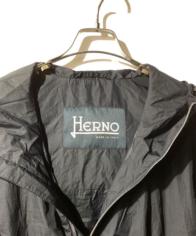 HERNO (ヘルノ) ウルトラライトナイロンパッカブルフーデッドコート ネイビー サイズ:46