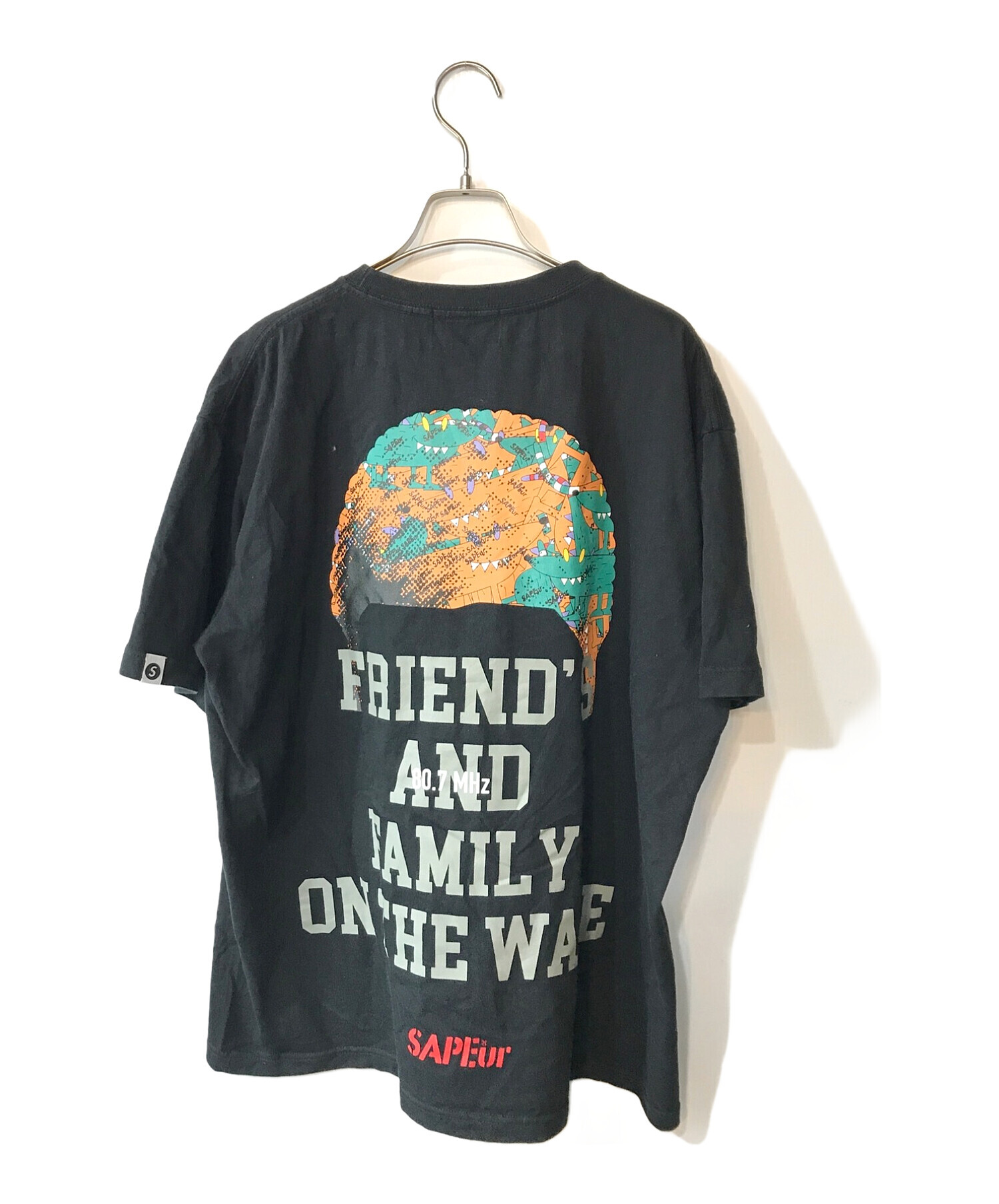 日本製Tシャツ サプール SAPEur ブラック Ｌサイズ Tシャツ/カットソー(半袖/袖なし)