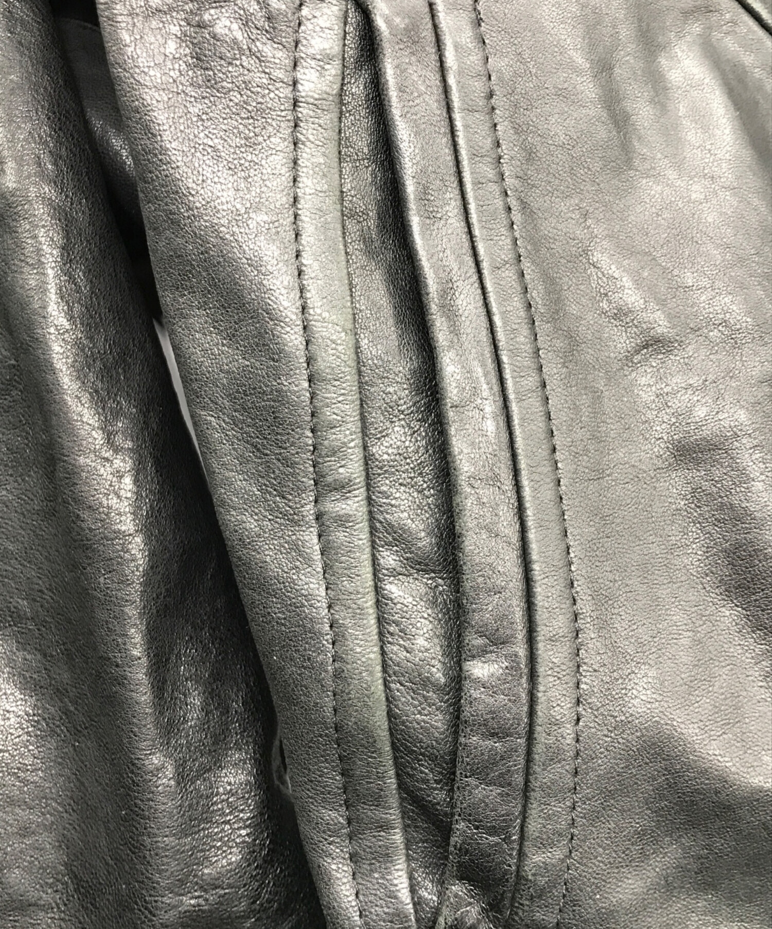 RICK OWENS (リックオウエンス) インターシャハイネックレザージャケット ブラック サイズ:XS