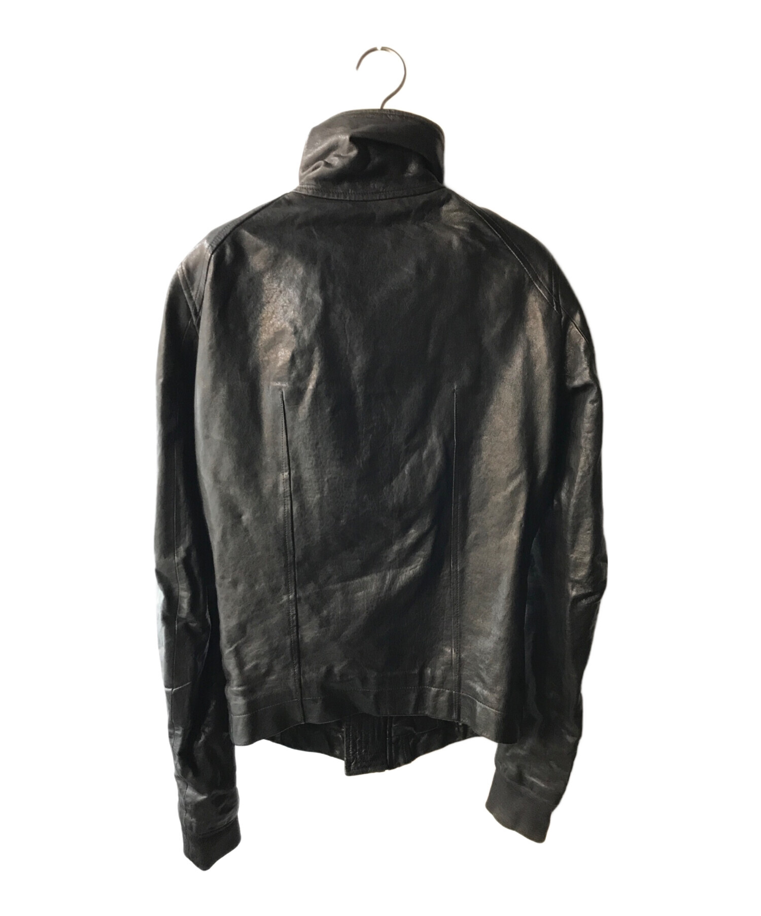 中古・古着通販】RICK OWENS (リックオウエンス) インターシャハイネックレザージャケット ブラック サイズ:XS｜ブランド・古着通販  トレファク公式【TREFAC FASHION】スマホサイト